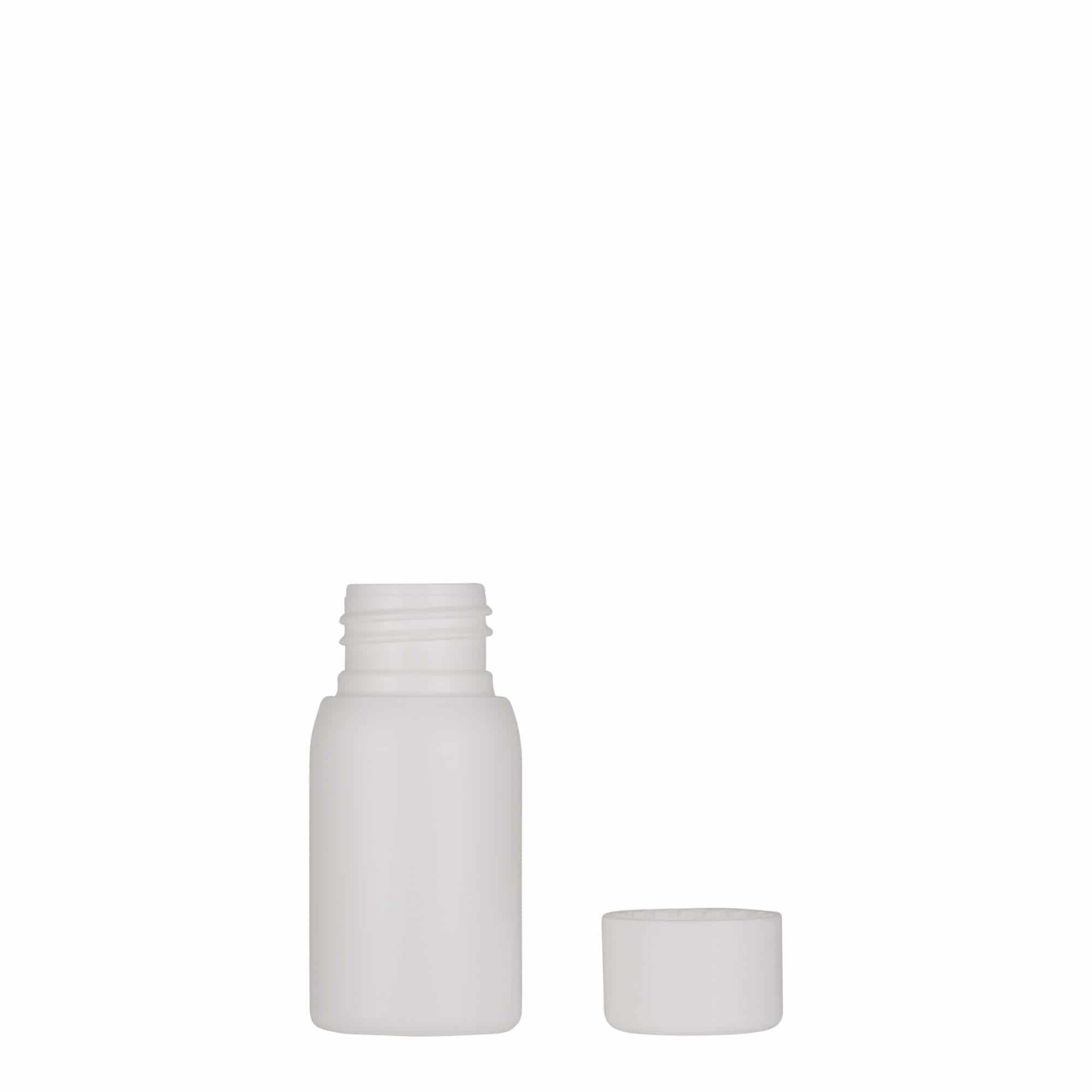 30 ml пластмасова бутилка „Tuffy“, HDPE, бяла, затваряне: винтова капачка 24/410