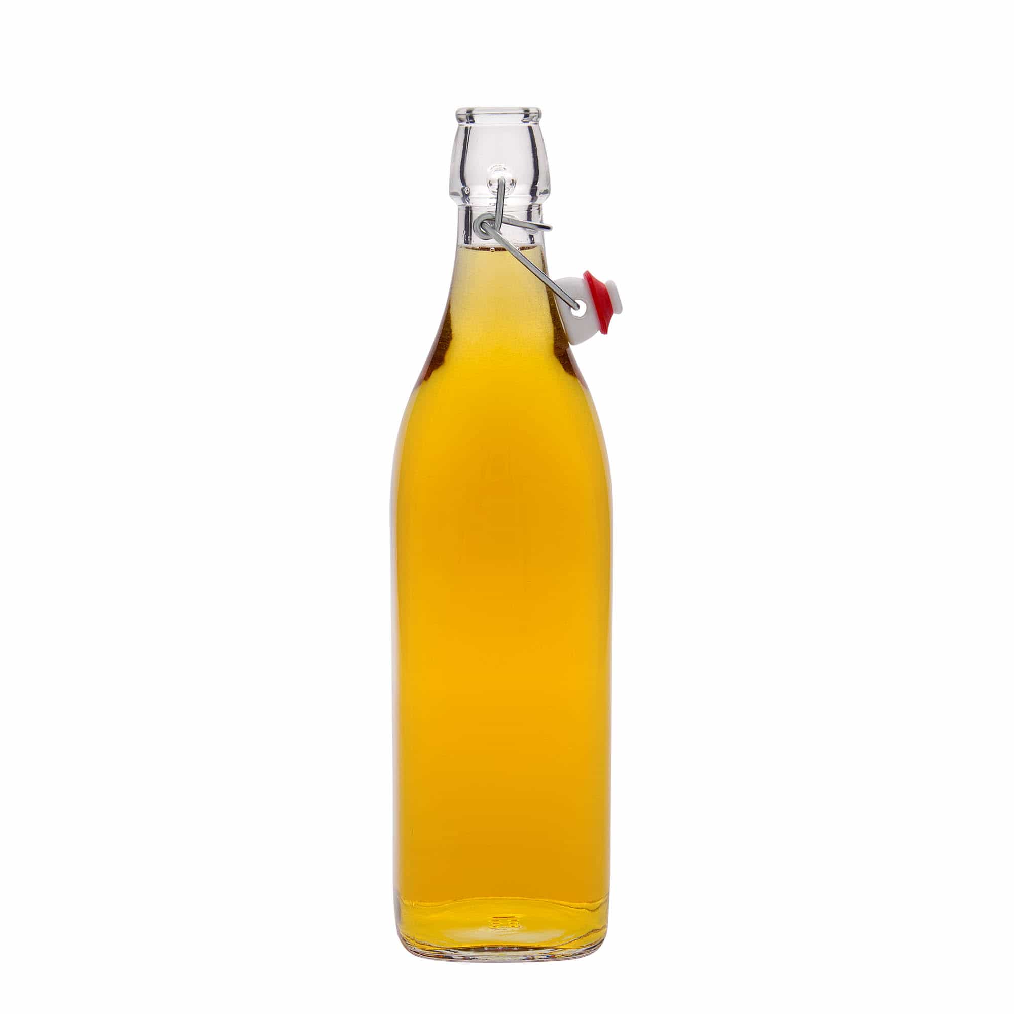 1000 ml стъклена бутилка „Swing“, квадратна, затваряне: тапа с клипс