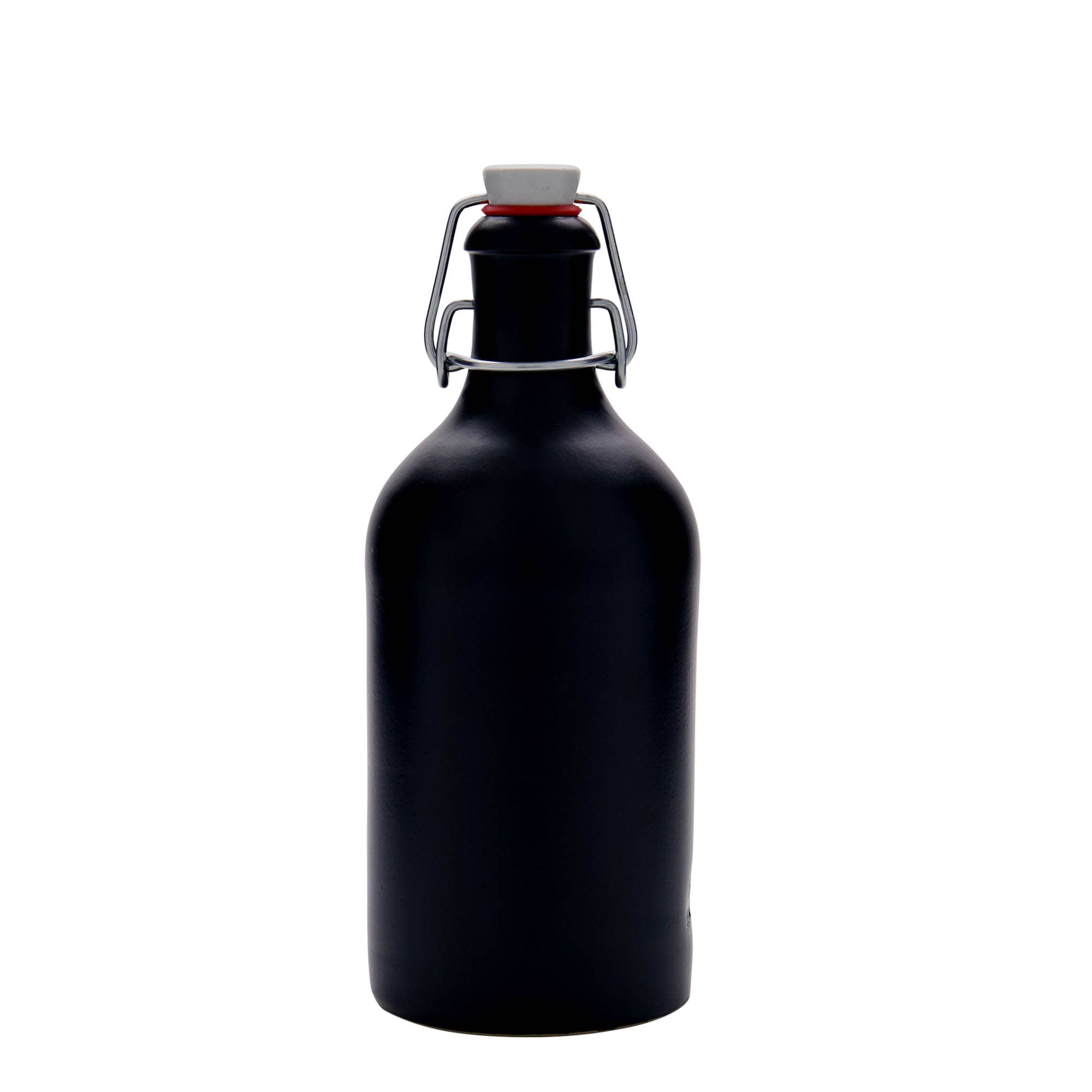 500 ml бутилка, каменна керамика, черна, затваряне: коркова тапа