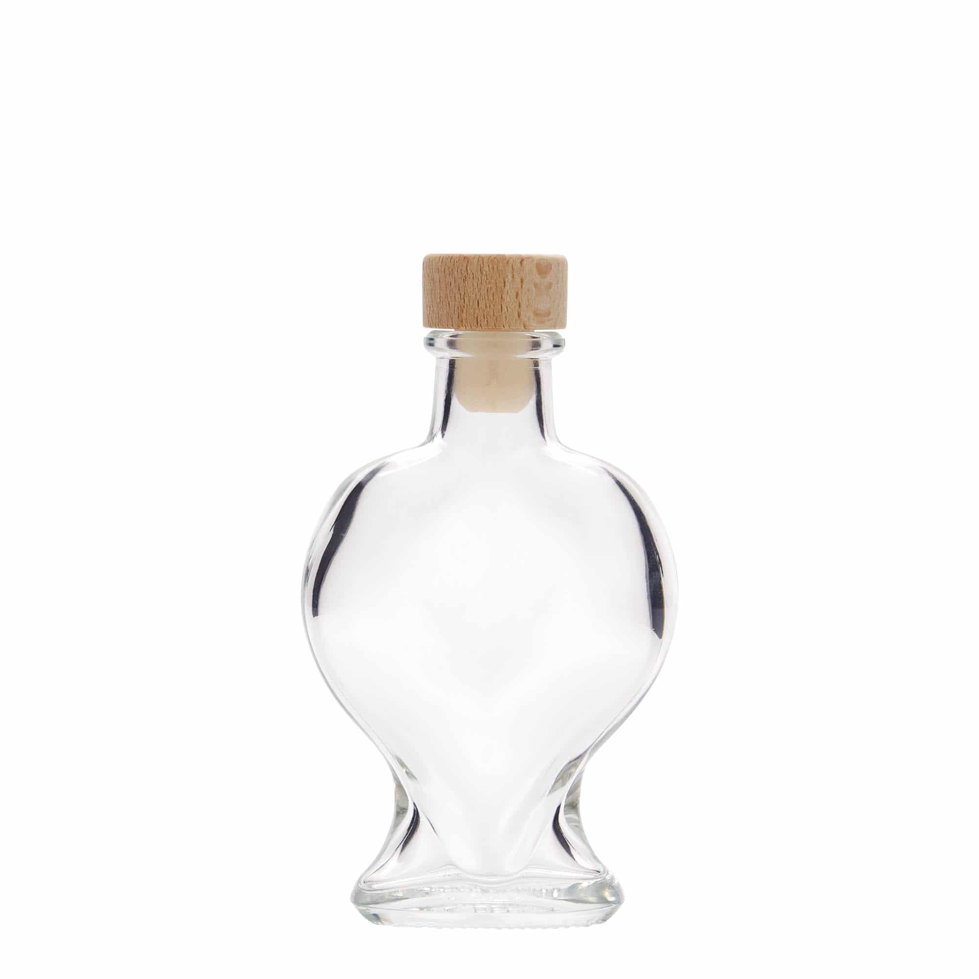 100 ml стъклена бутилка „Сърце“, затваряне: коркова тапа