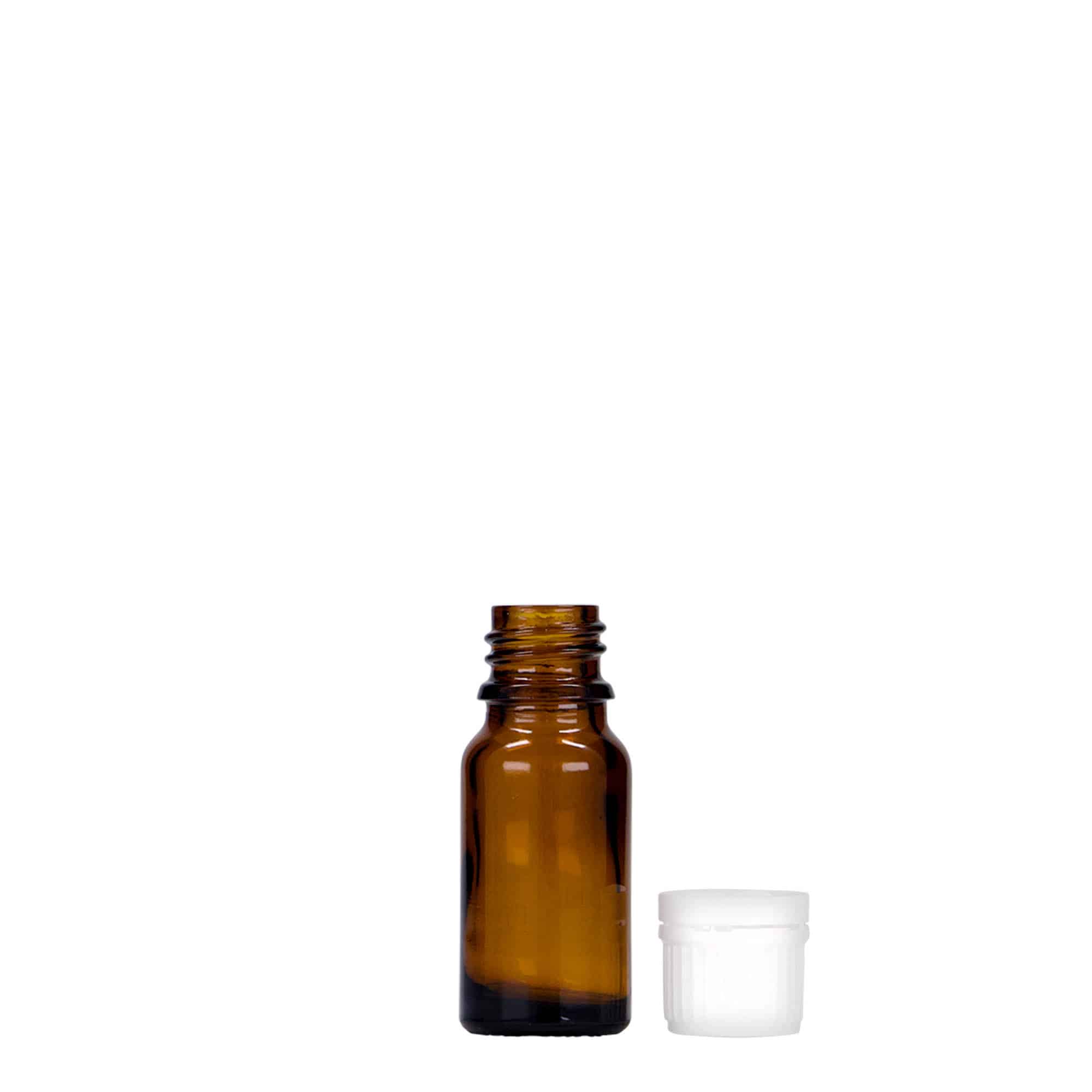 10 ml бутилка за лекарства, стъклена, кафява, затваряне: винтова капачка с резба DIN 18