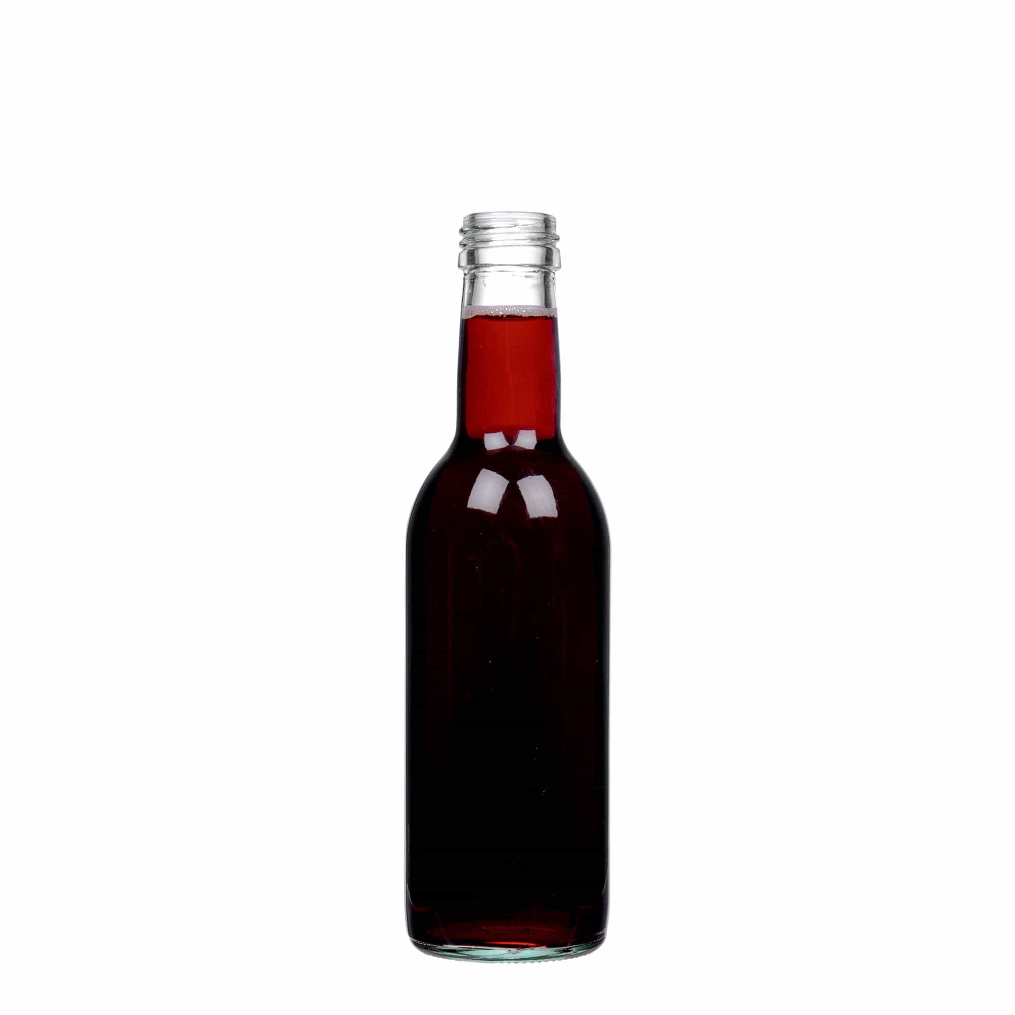 250 ml стъклена бутилка „Бордо“, затваряне: капачка PP 28