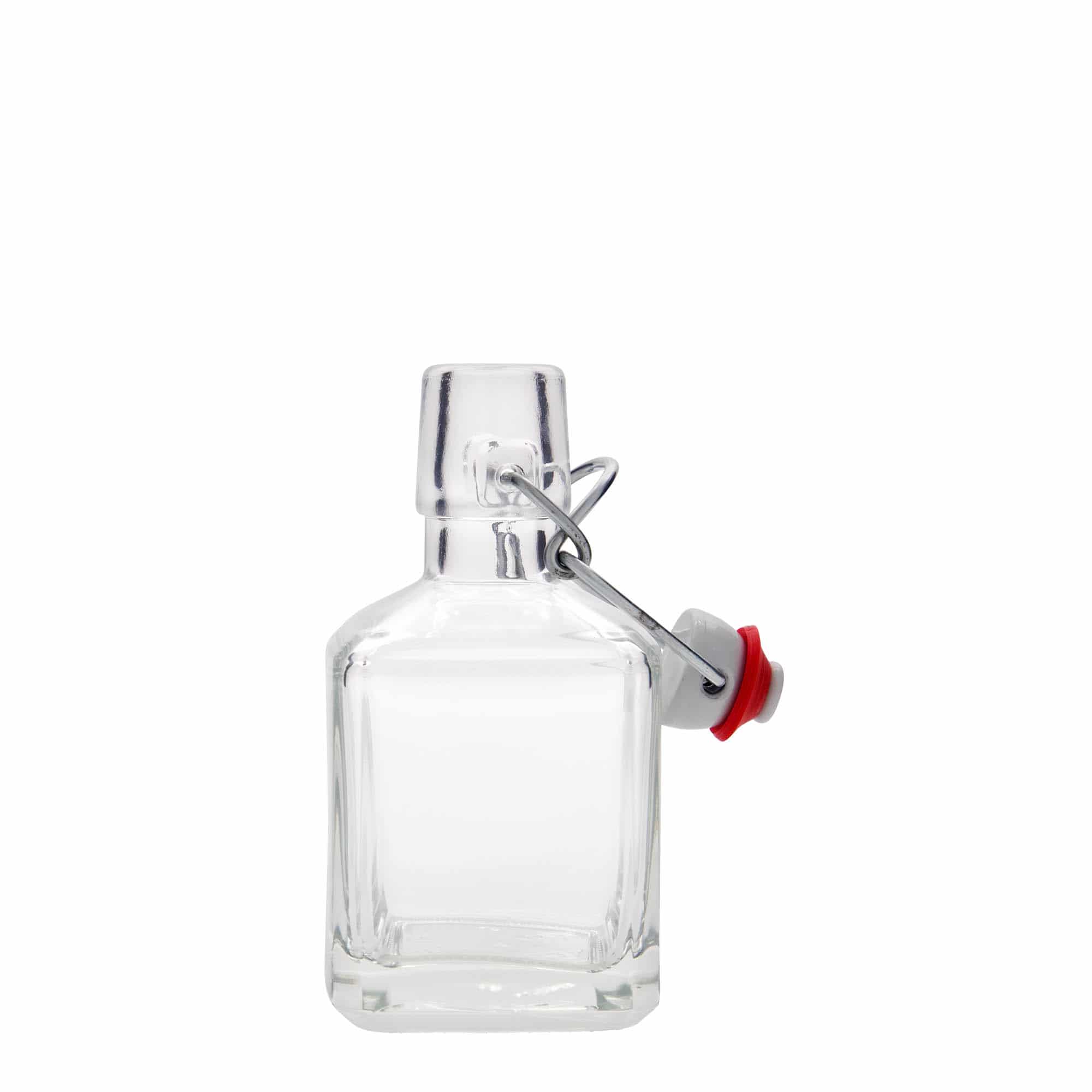 200 ml стъклена бутилка „Kubica“, квадратна, затваряне: тапа с клипс 200 ml стъклена бутилка „Kubica“, квадратна, затваряне: тапа с клипс