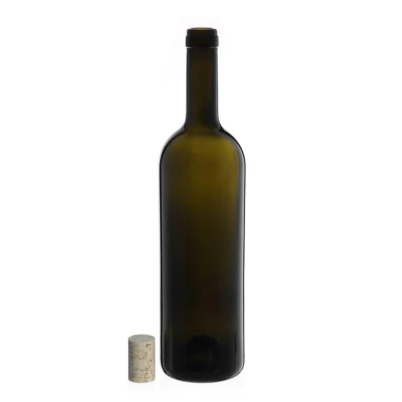 750 ml бутилка за вино „Golia“, антично зелено, затваряне: коркова тапа