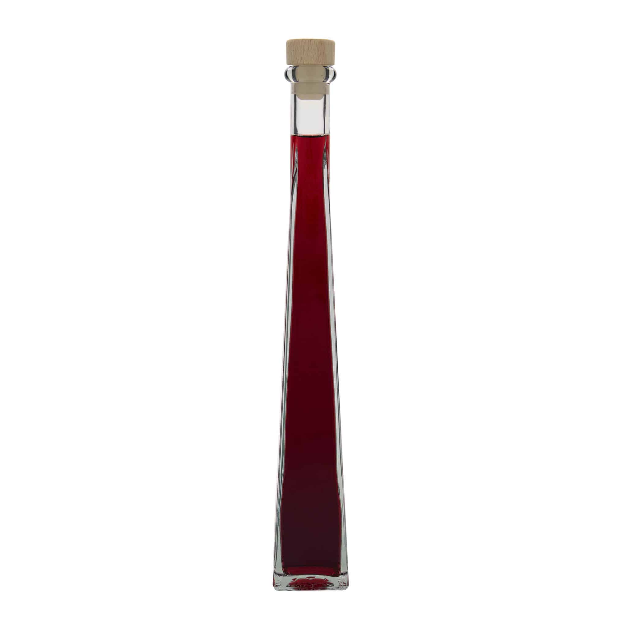 200 ml стъклена бутилка „Dama Quadrato“, квадратна, затваряне: коркова тапа