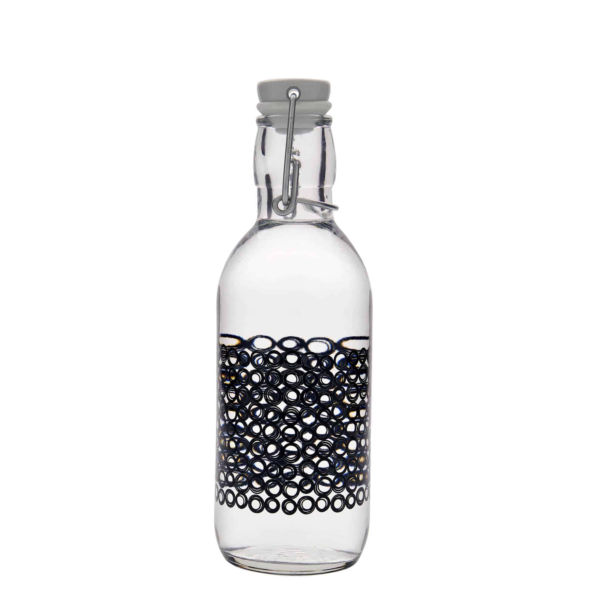 500 ml стъклена бутилка „Emilia“, мотив: Circola nero, затваряне: тапа с клипс