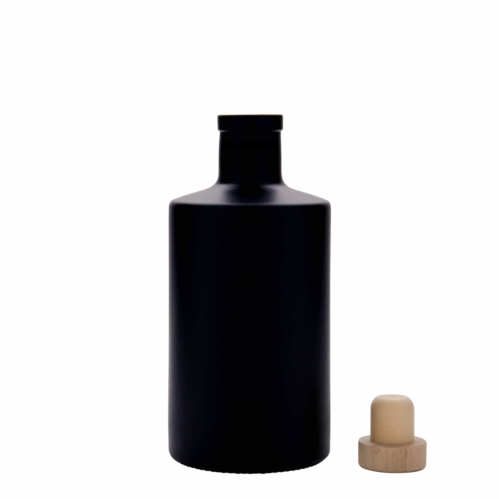 500 ml стъклена бутилка „Caroline“, черна, затваряне: коркова тапа