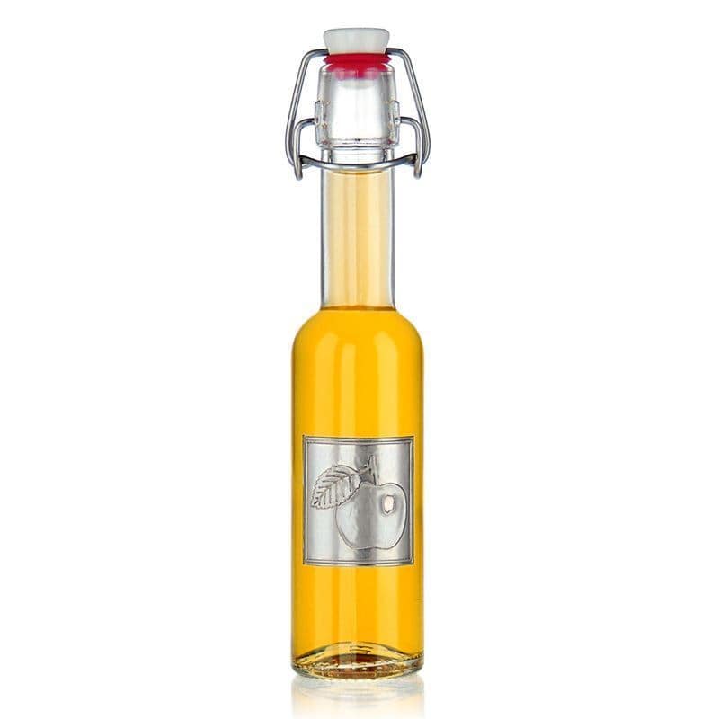 Оловна етикета „Ябълка“, квадратна, метална, сребърна