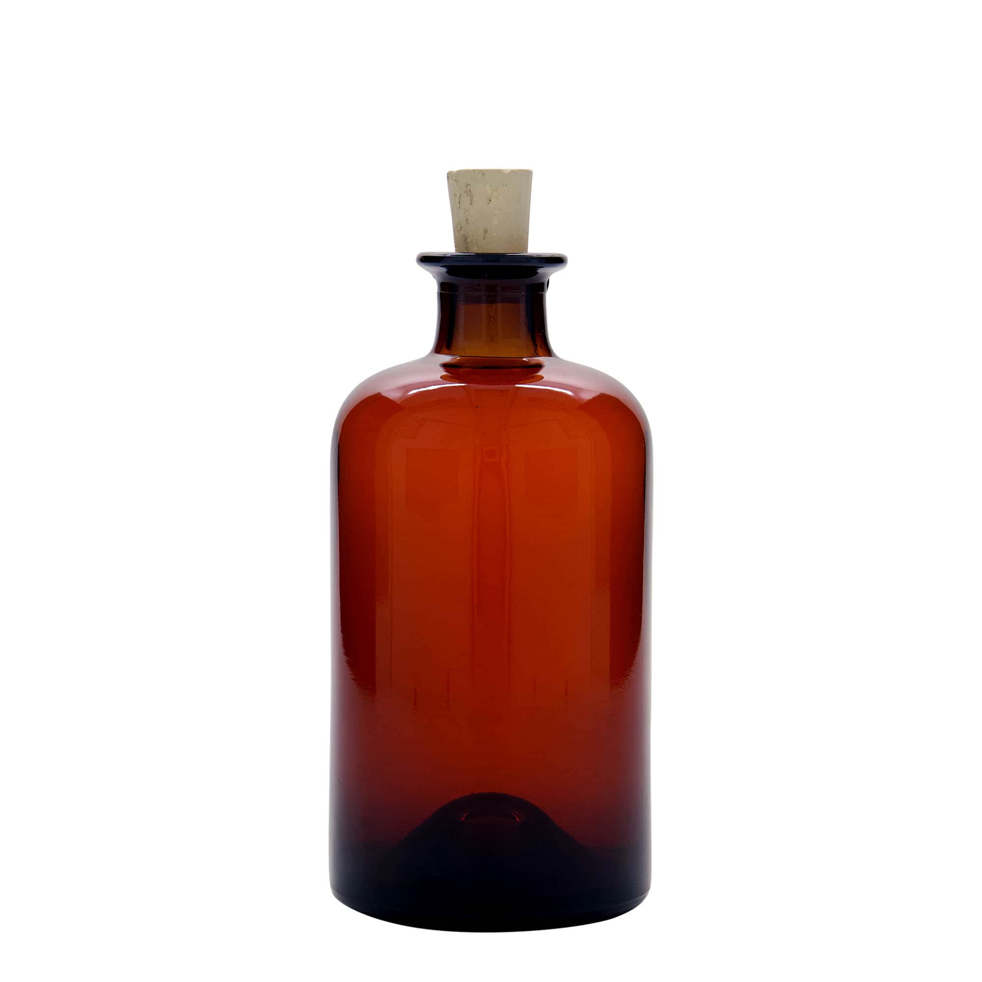500 ml стъклена аптекарска бутилка, кафява, затваряне: коркова тапа