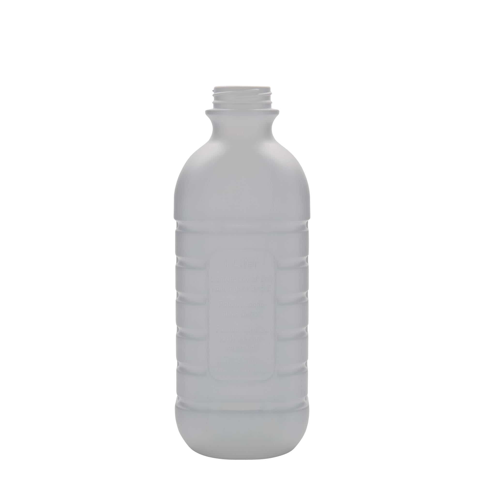 1000 ml бутилка за мляко, правоъгълна, HDPE пластмаса, бяла, затваряне: PEHD40