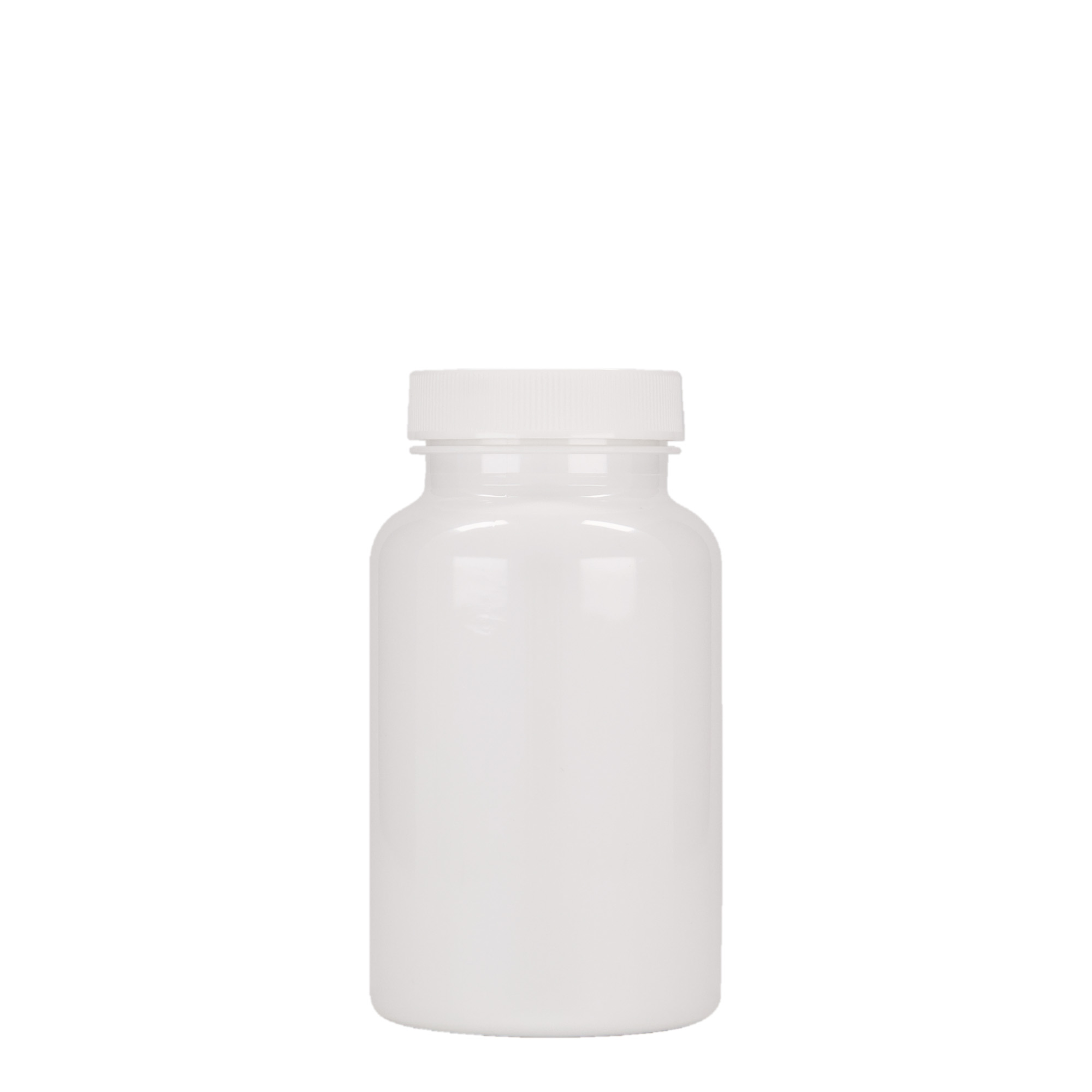 200 ml PET буркан за лекарства, пластмасов, бял, затваряне: винтова капачка GPI 45/400