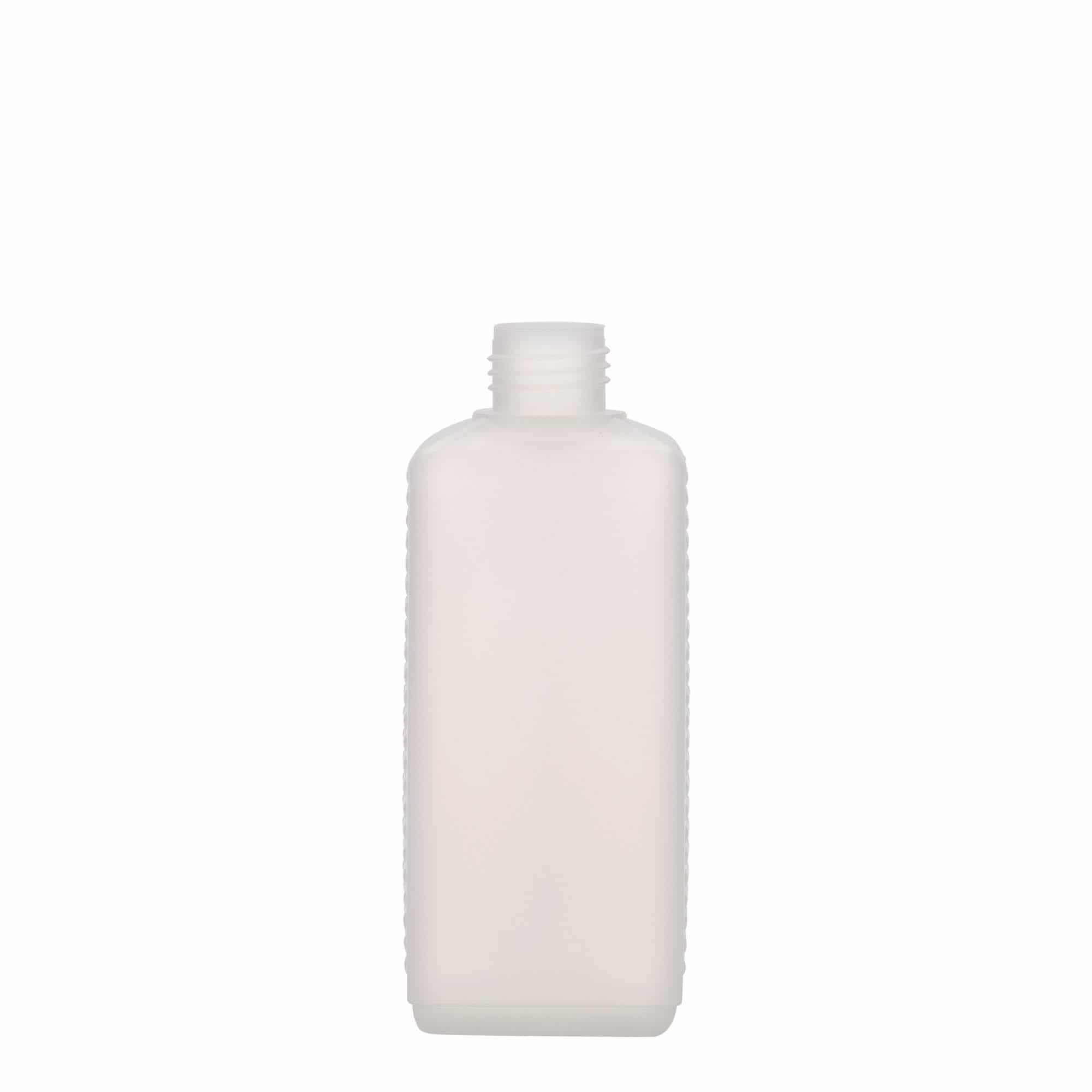 250 ml бутилка тип туба, правоъгълна, HDPE пластмаса, естествен цвят, затваряне: винтова капачка с резба DIN 25 EPE 250 ml бутилка тип туба, правоъгълна, HDPE пластмаса, естествен цвят, затваряне: винтова капачка с резба DIN 25 EPE