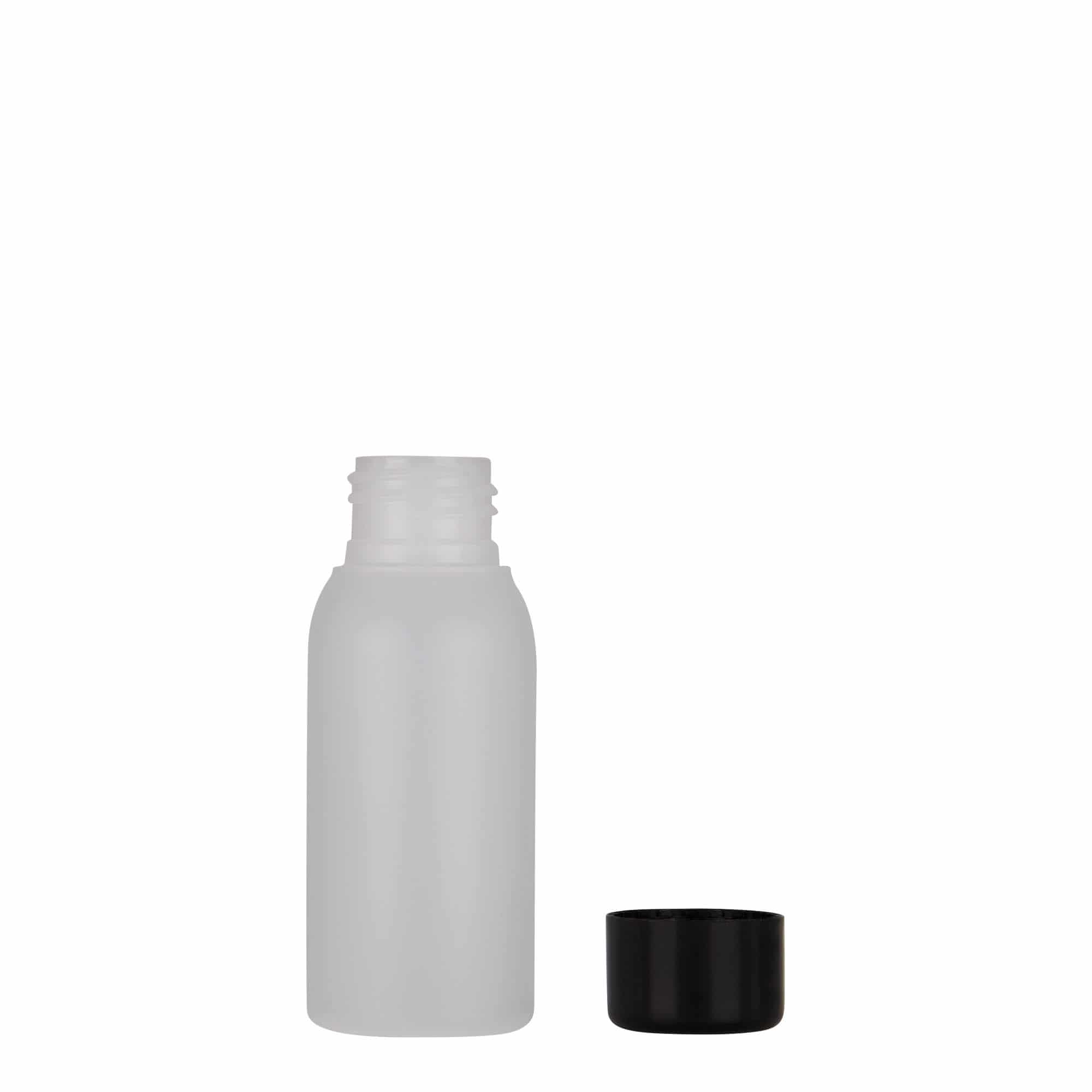 50 ml пластмасова бутилка „Tuffy“, HDPE, естествен цвят, затваряне: винтова капачка GPI 24/410