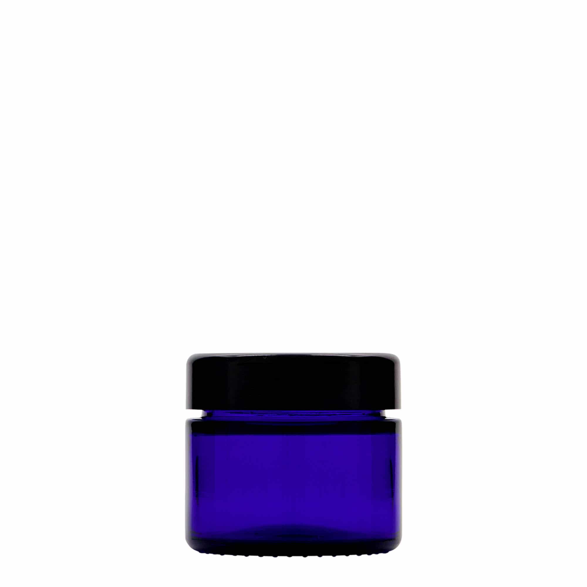 50 ml бурканче за козметични продукти „Blue Edition“, стъклено, кралско синьо, затваряне: винтова капачка