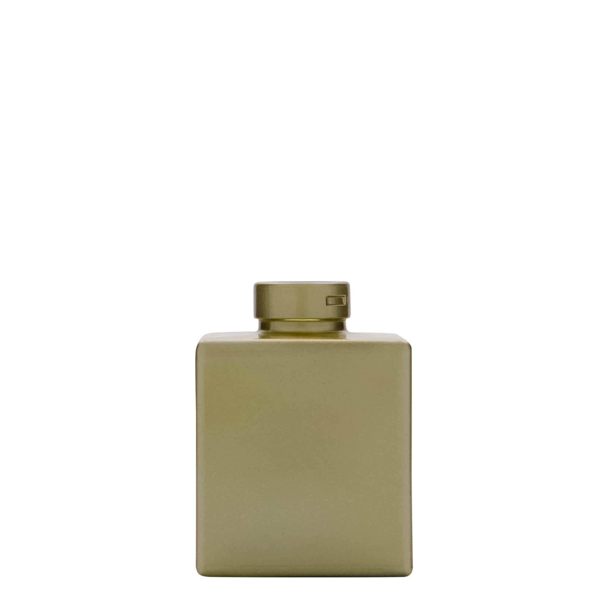 100 ml стъклена бутилка „Cube“, квадратна, златиста, затваряне: коркова тапа 100 ml стъклена бутилка „Cube“, квадратна, златиста, затваряне: коркова тапа