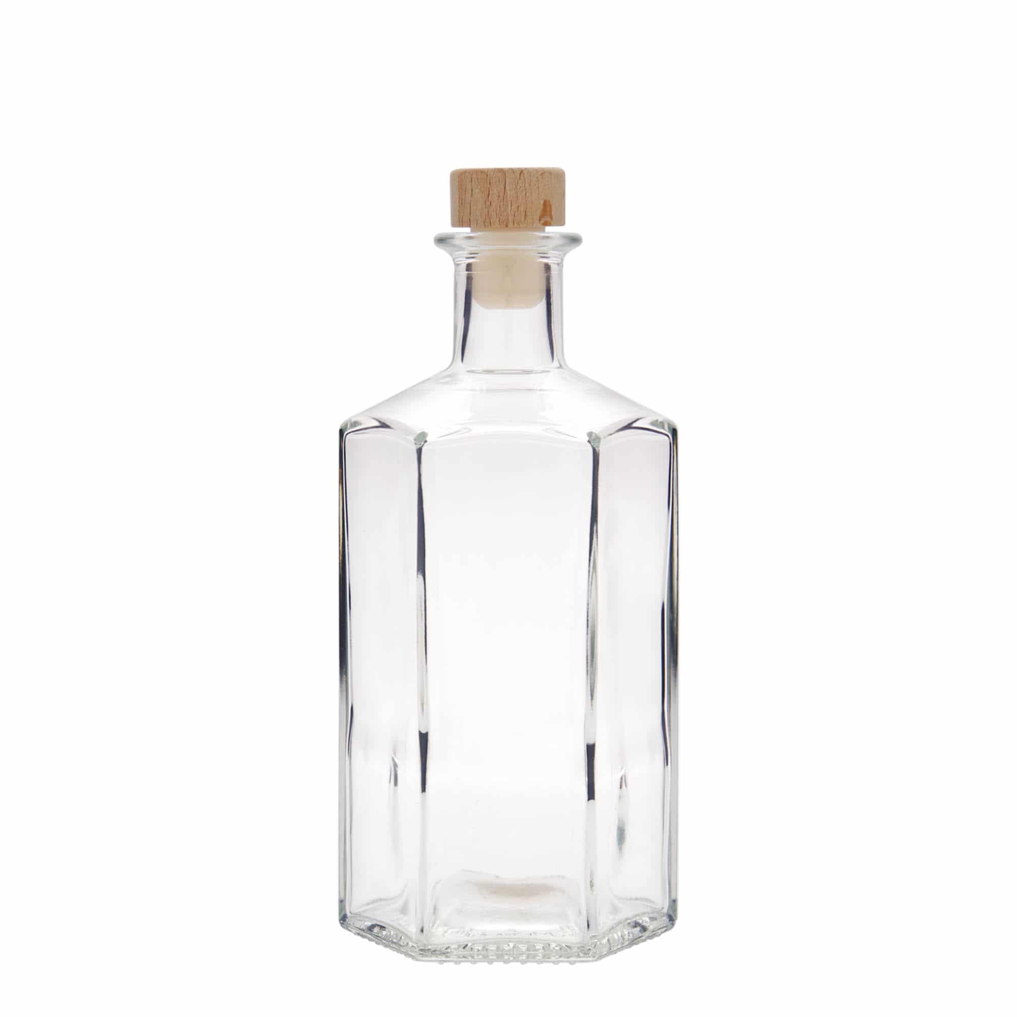 500 ml стъклена аптекарска бутилка „Jimmy“, шестоъгълна, затваряне: коркова тапа