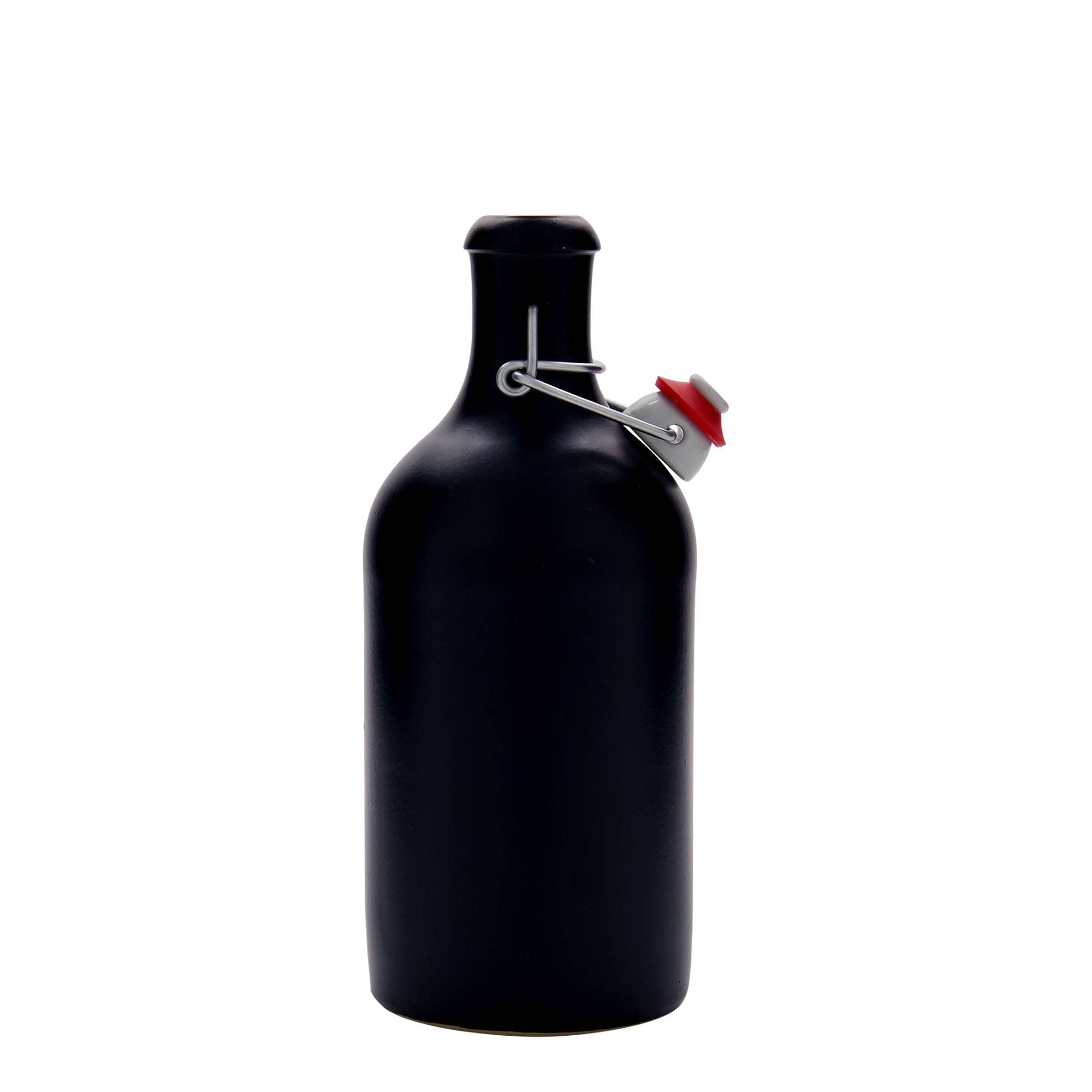500 ml бутилка, каменна керамика, черна, затваряне: коркова тапа
