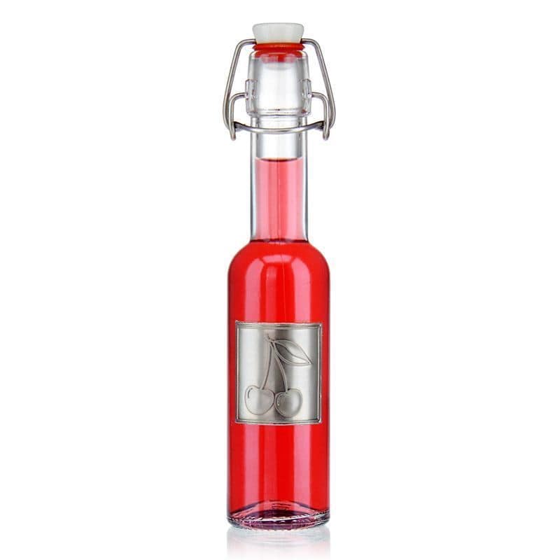Оловна етикета „Череша“, квадратна, метал, сребриста