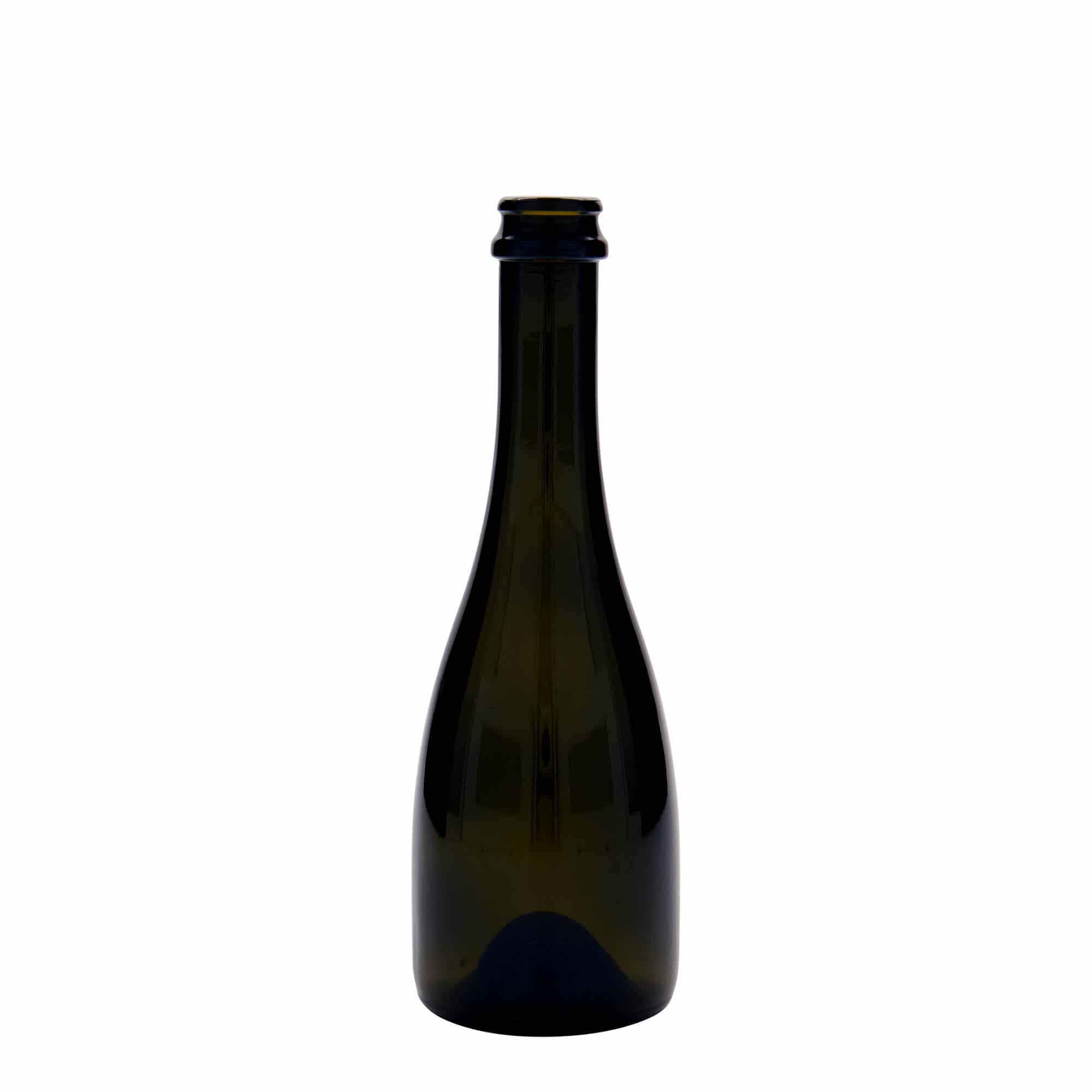 330 ml бутилка за бира/шампанско „Tosca“, стъклена, антично зелено, затваряне: метална капачка за бутилки