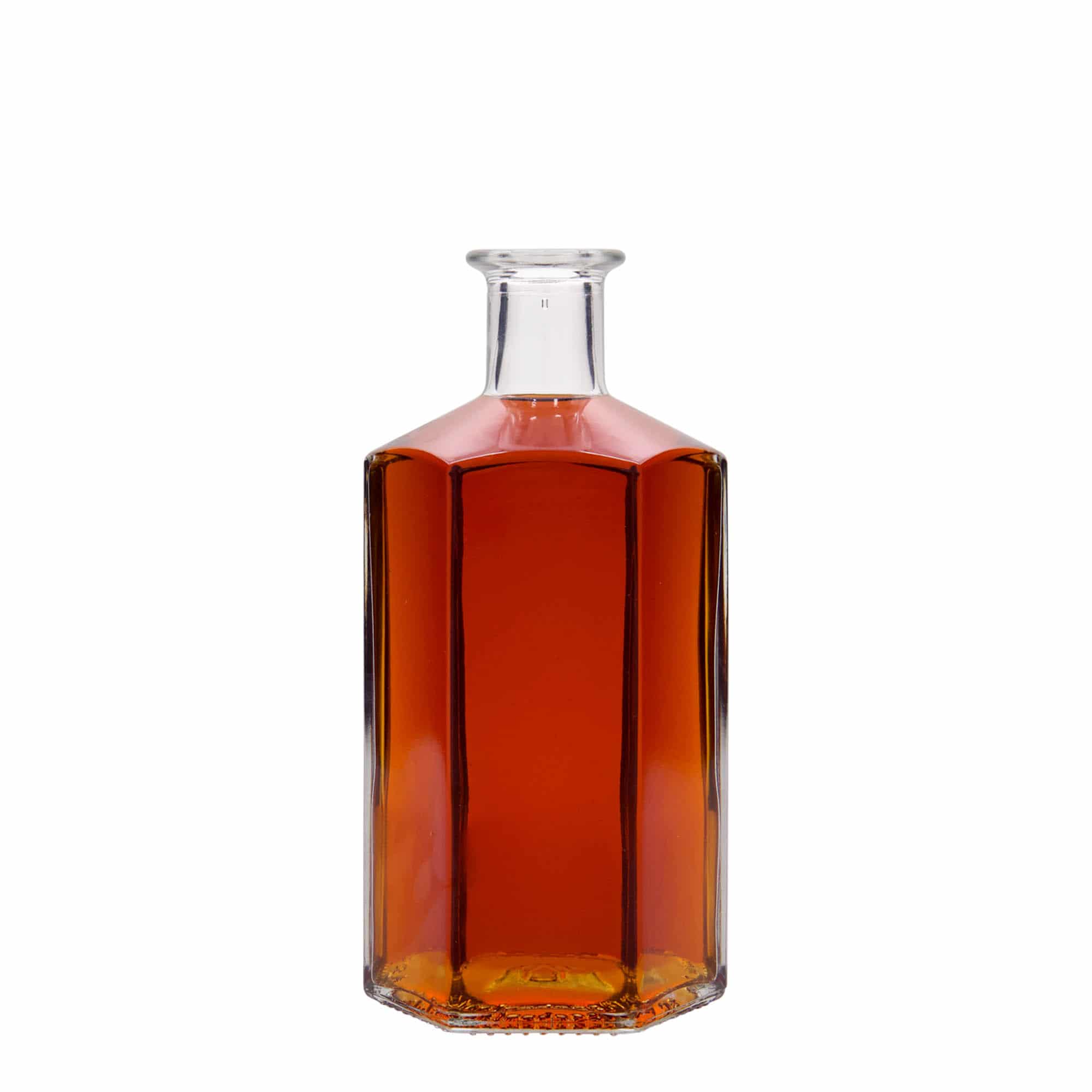 500 ml стъклена аптекарска бутилка „Jimmy“, шестоъгълна, затваряне: коркова тапа