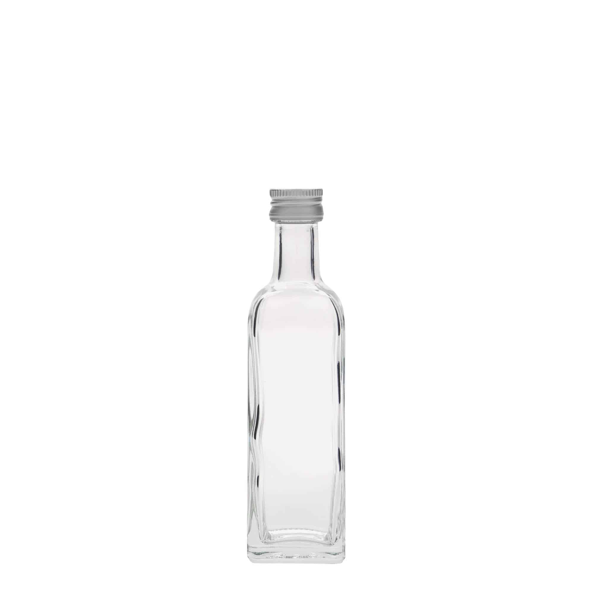60 ml стъклена бутилка „Marasca“, квадратна, затваряне: капачка PP 18