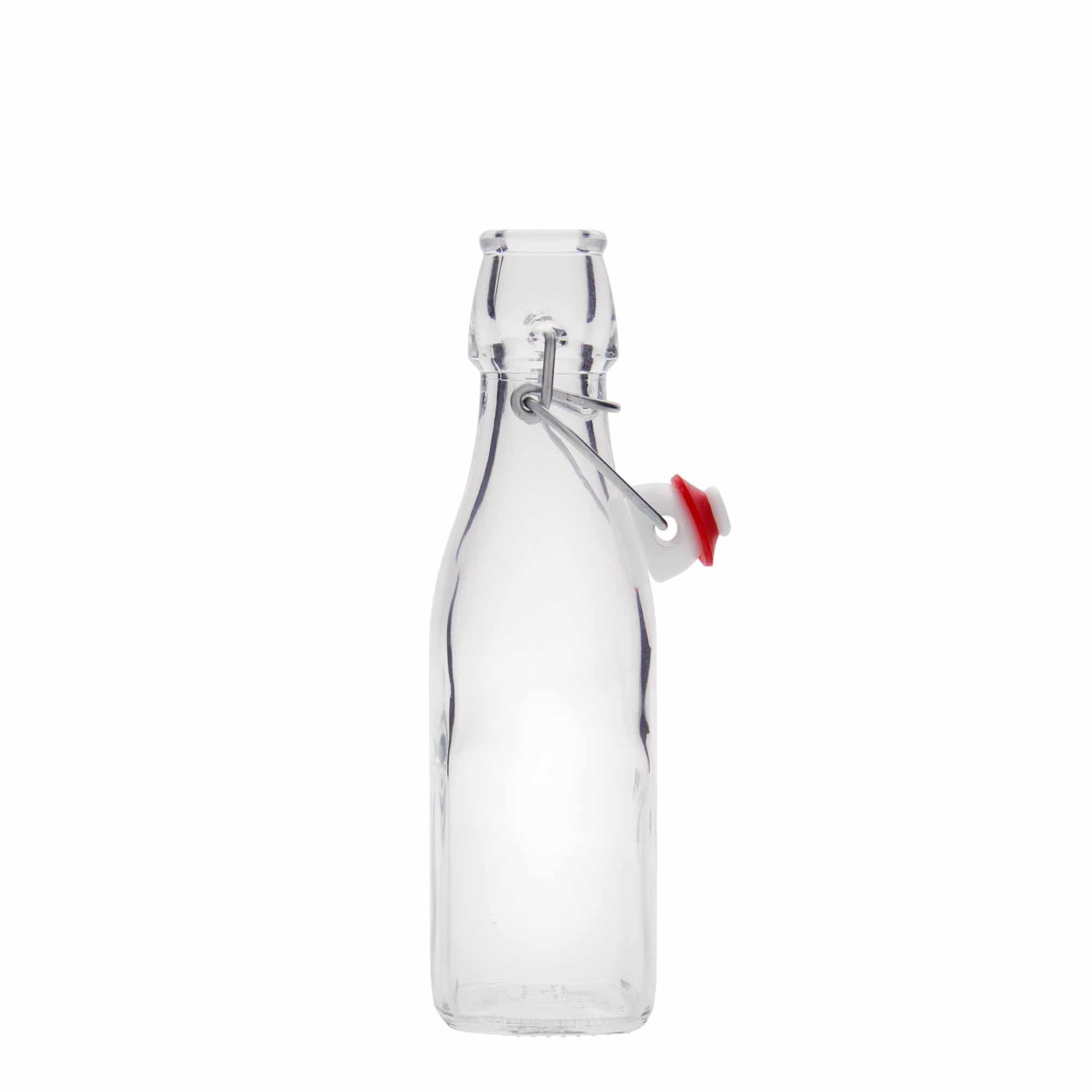 250 ml стъклена бутилка „Swing“, квадратна, затваряне: тапа с клипс