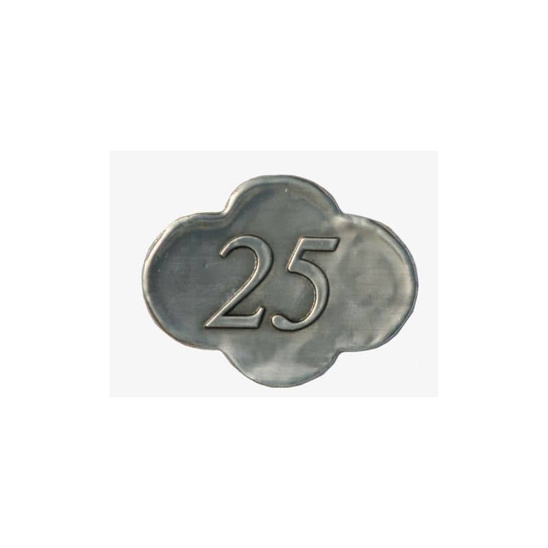 Калаен етикет „25“, метален, сребрист
