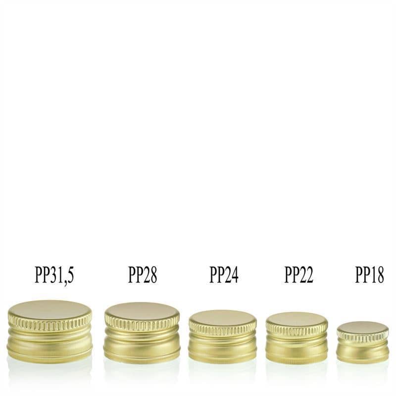 Винтова капачка, метална, златиста, за затваряне: капачка PP 18