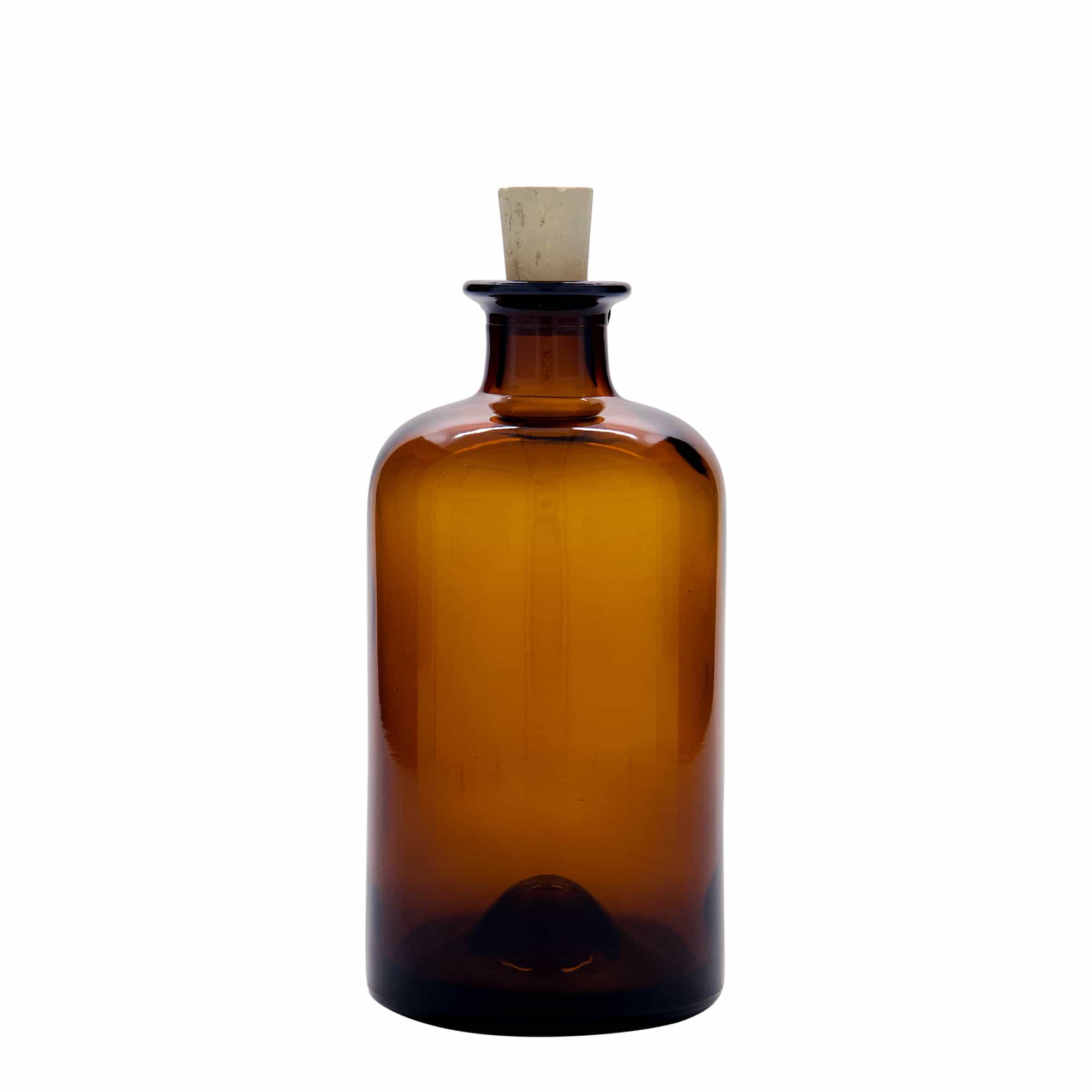 500 ml стъклена аптекарска бутилка, кафява, затваряне: коркова тапа