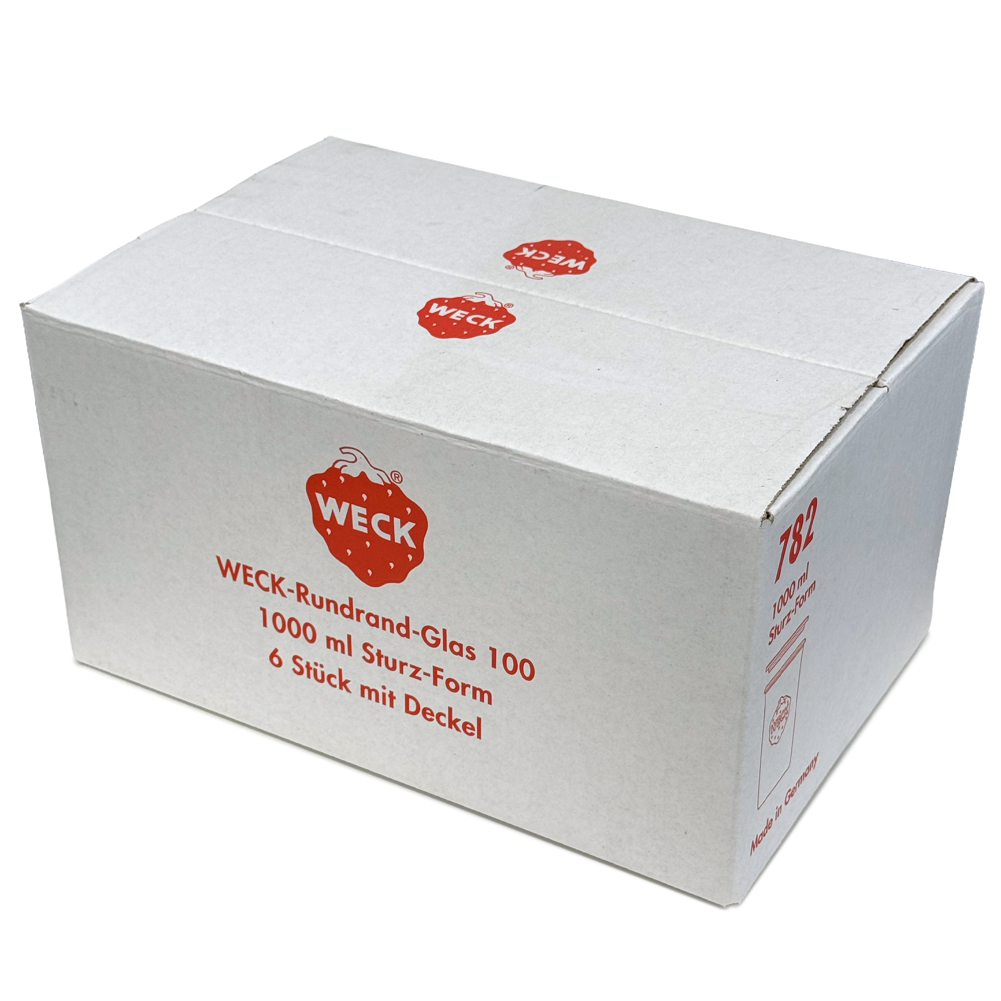6x 1000 ml стъклен буркан WECK с широко гърло със стъклен капак RR 100