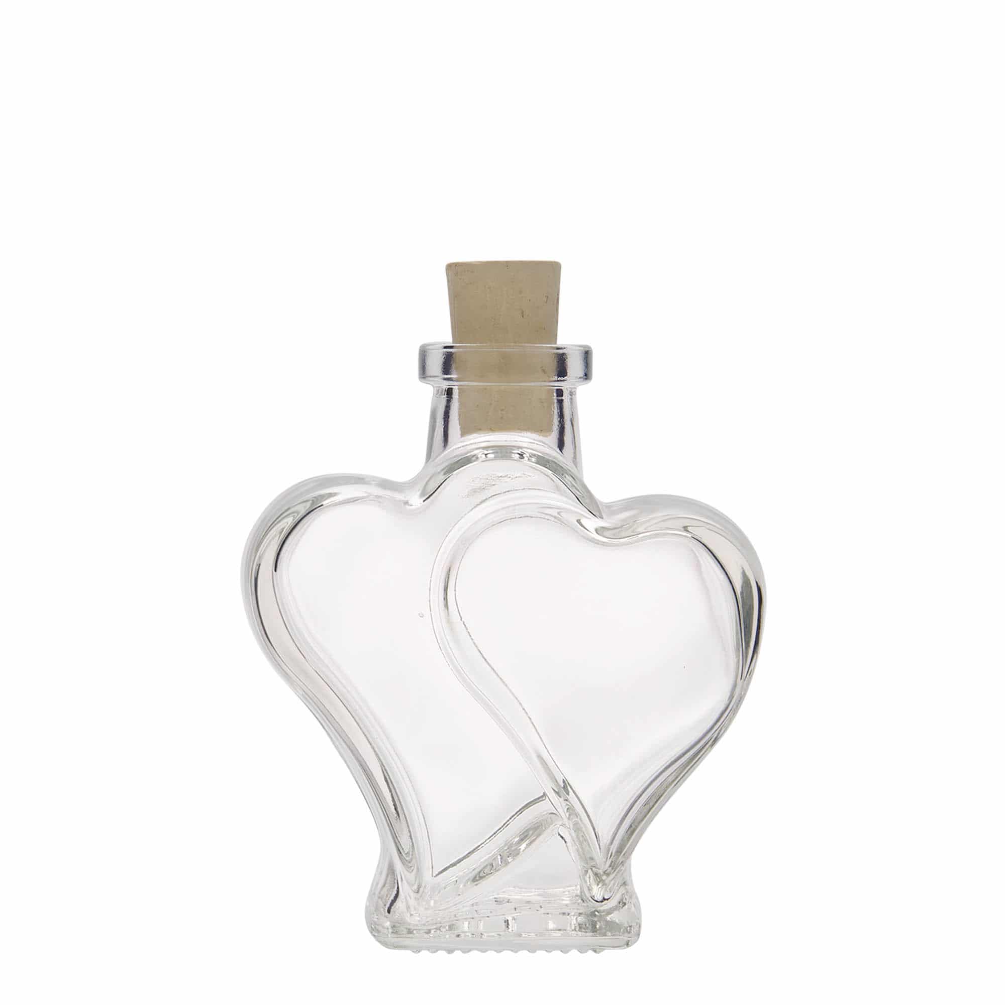 200 ml стъклена бутилка „Двойно сърце“, затваряне: коркова тапа