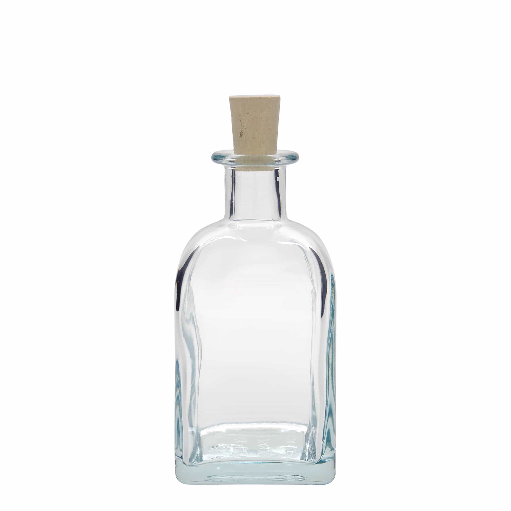 350 ml стъклена аптекарска бутилка „Carré“, квадратна, затваряне: коркова тапа