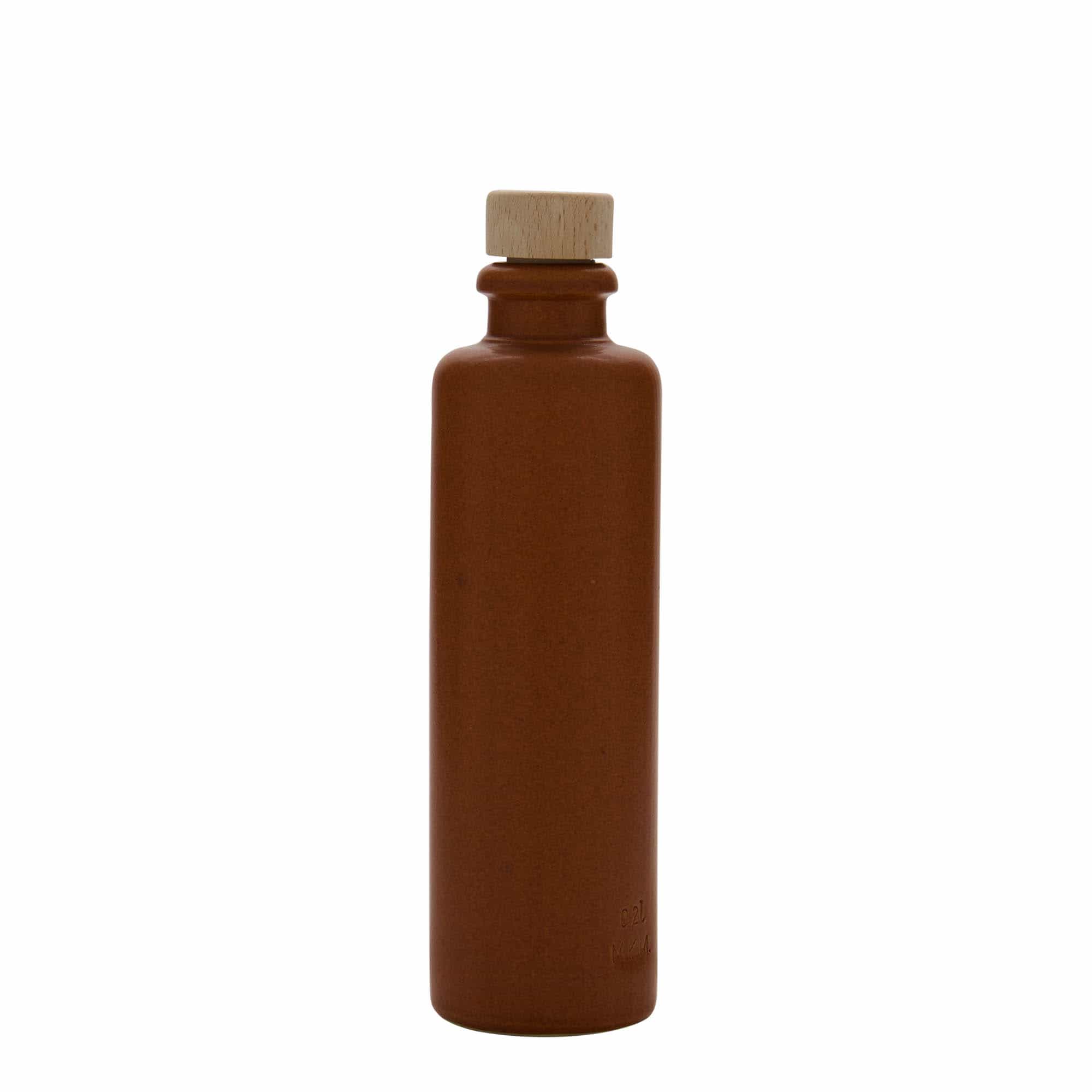 200 ml бутилка, каменна керамика, червено-кафява, затваряне: коркова тапа