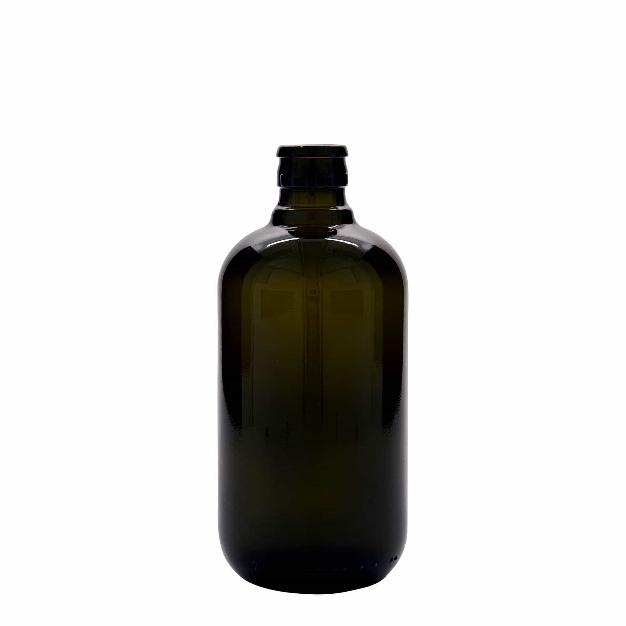 500 ml бутилка за оцет/олио „Биоолио“, стъклена, антично зелено, затваряне: без възможност за повторно пълнене