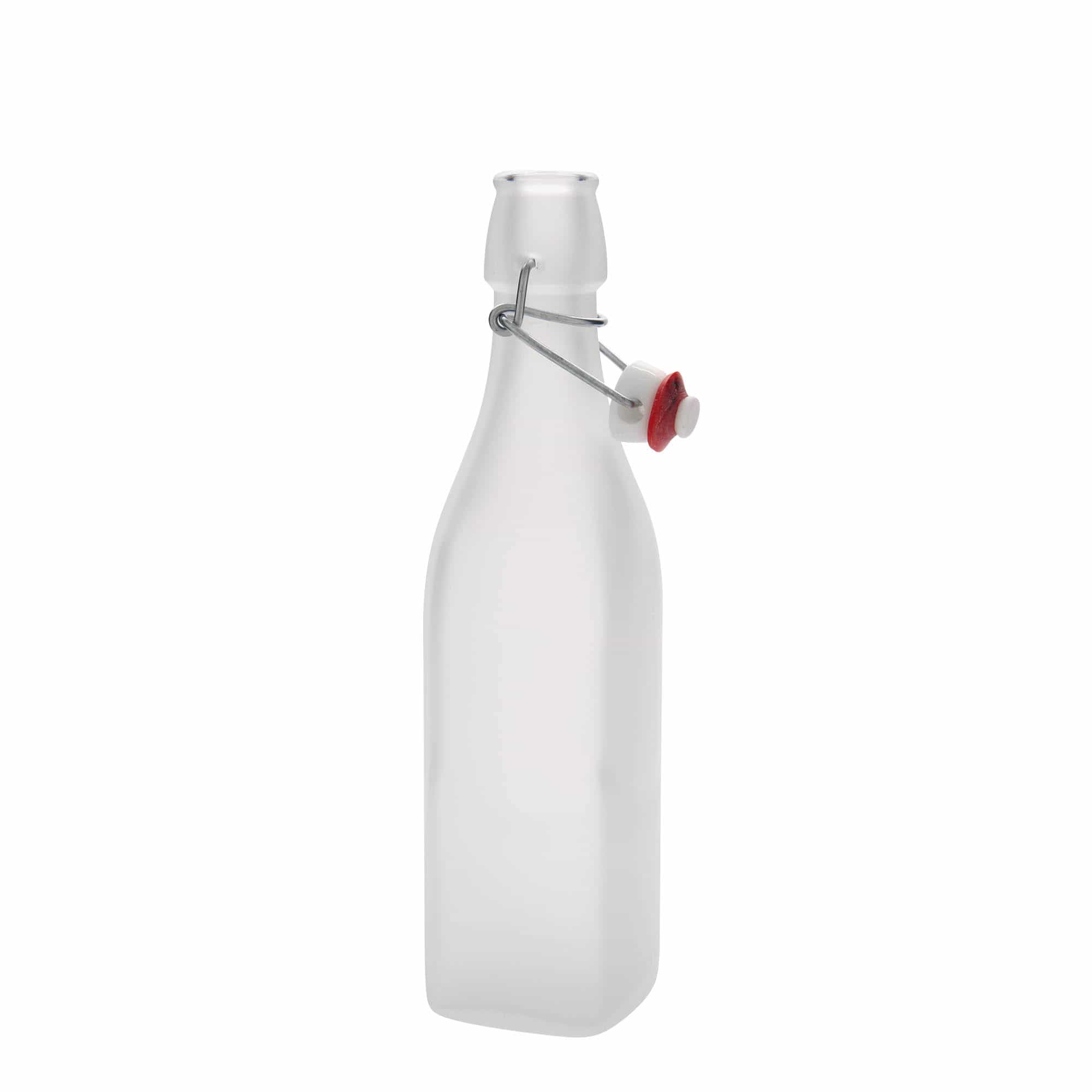 500 ml стъклена бутилка „Swing“, квадратна, бяла, затваряне: тапа с клипс
