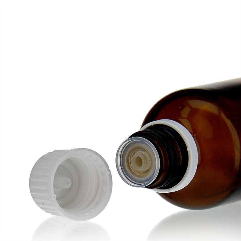 Винтова капачка с капков вметка, PE пластмаса, бяла, за гърло: DIN 18 Винтова капачка с капков вметка, PE пластмаса, бяла, за гърло: DIN 18