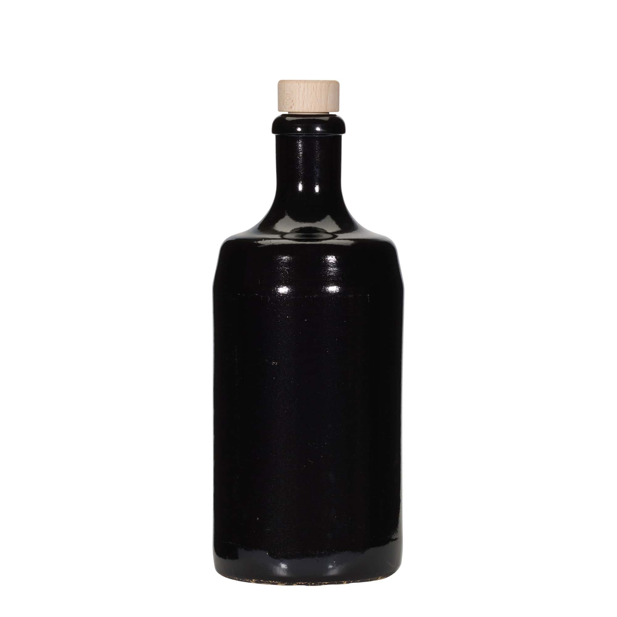 700 ml бутилка „Calvados“, каменна керамика, черна, затваряне: коркова тапа