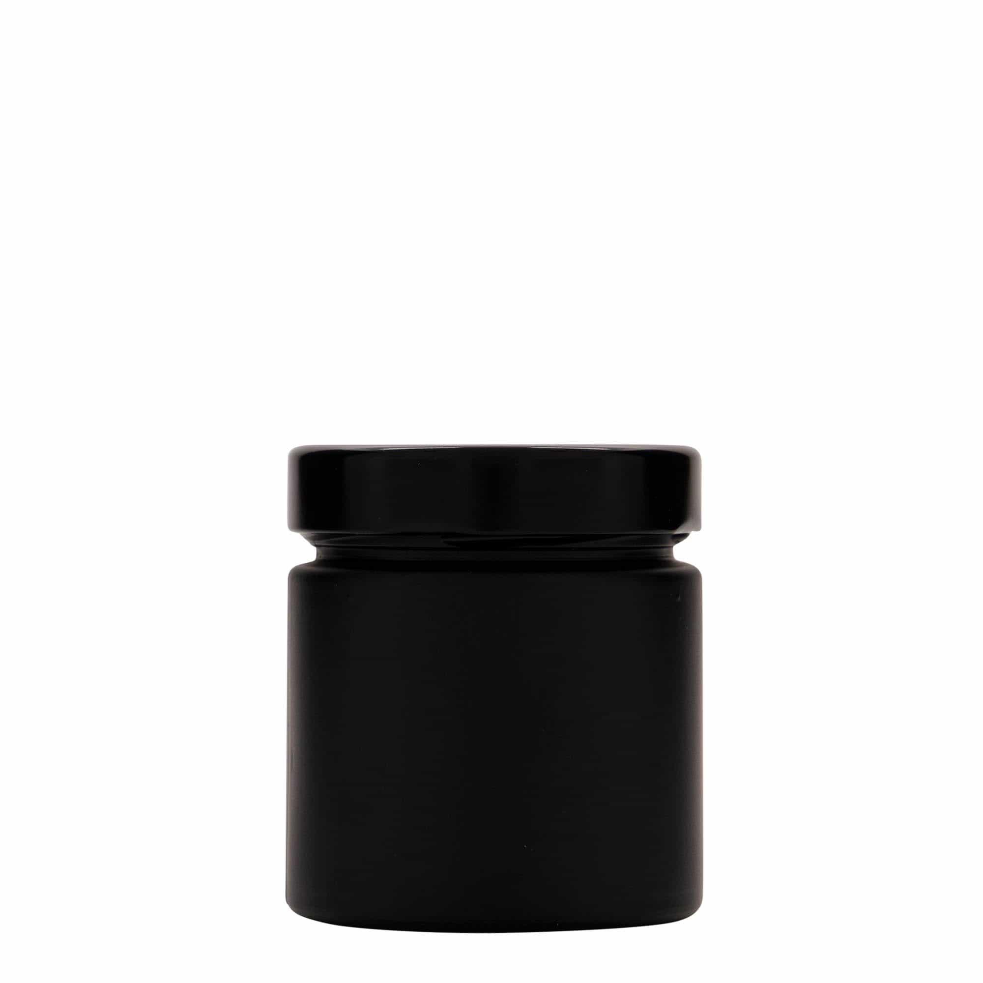 220 ml кръгъл буркан „Aurora“, черен, затваряне: дълбок винтов капак Deep-Twist-Off (DTO 66)