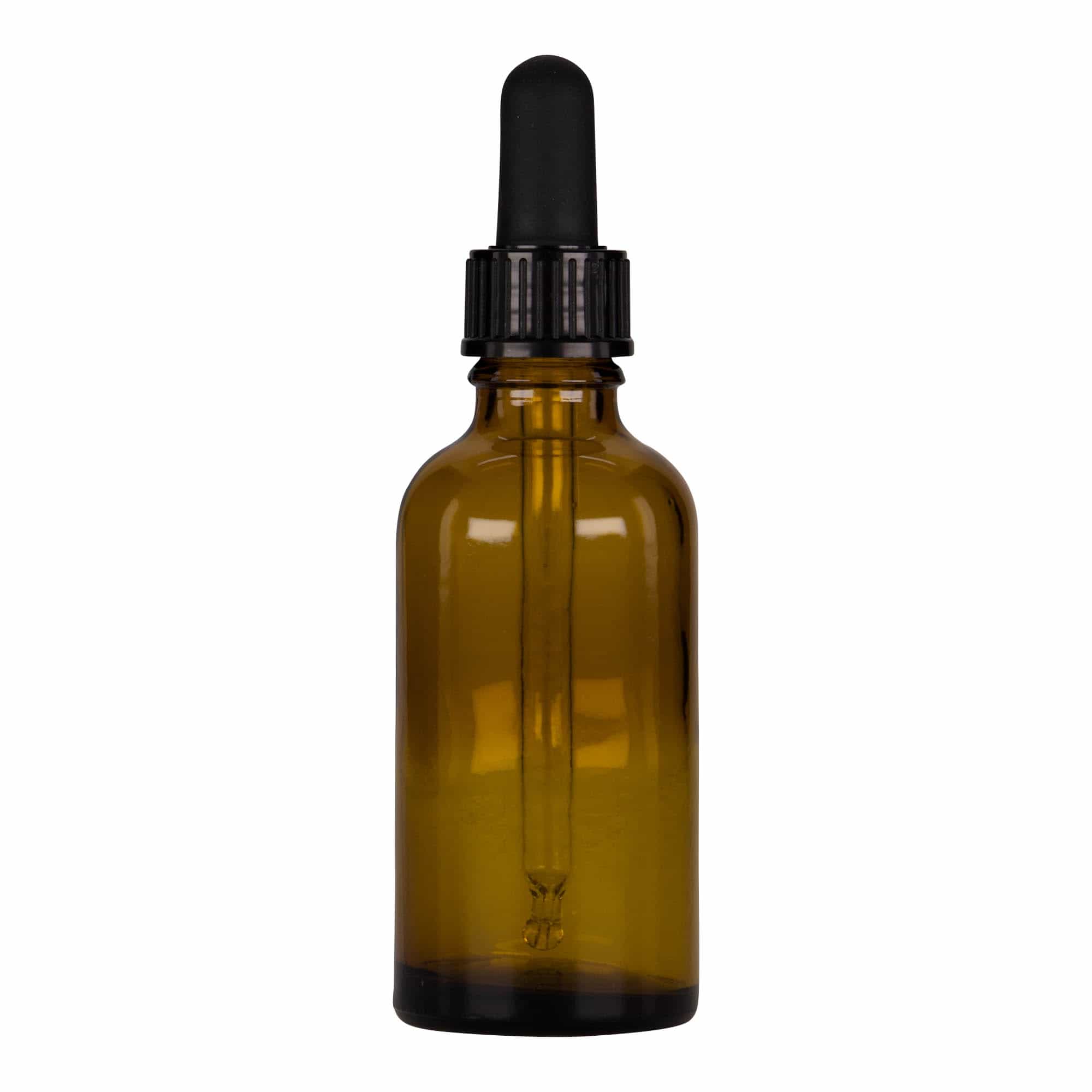 50 мл пипетна бутилка медицина, стъкло, кафяво-черна, гърло: DIN 18