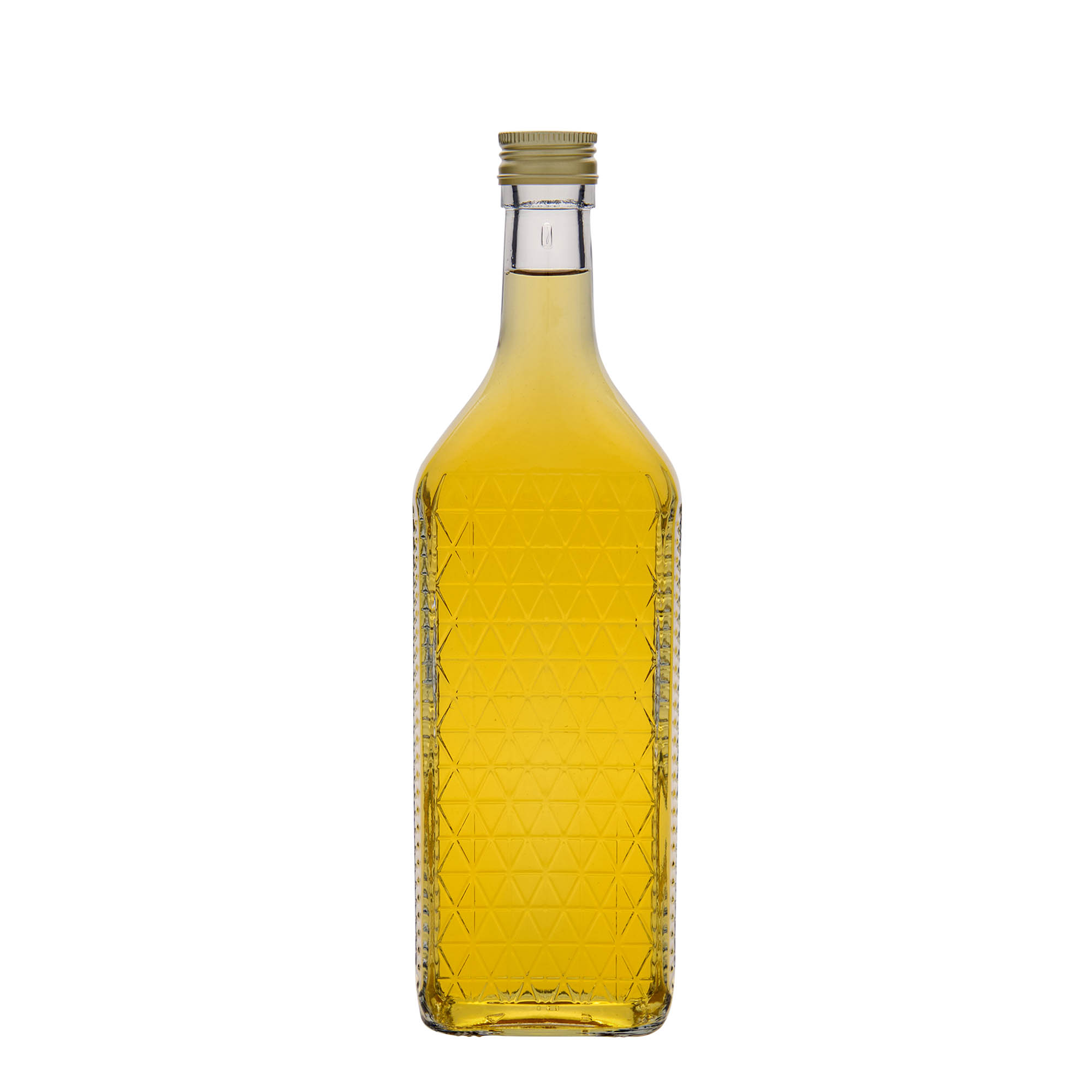 700 ml стъклена бутилка „Caruso“, правоъгълна, затваряне: капачка PP 31,5