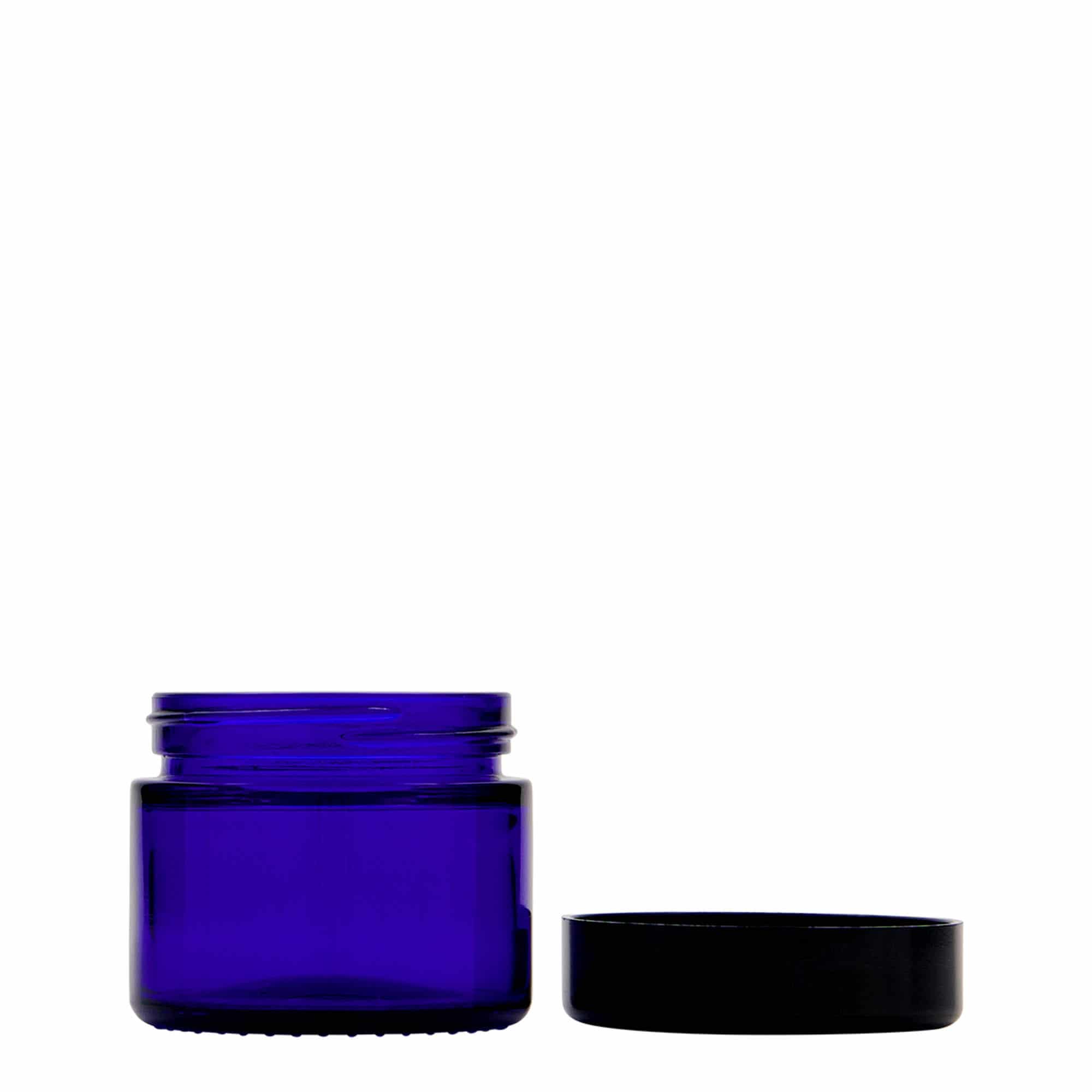 50 ml бурканче за козметични продукти „Blue Edition“, стъклено, кралско синьо, затваряне: винтова капачка