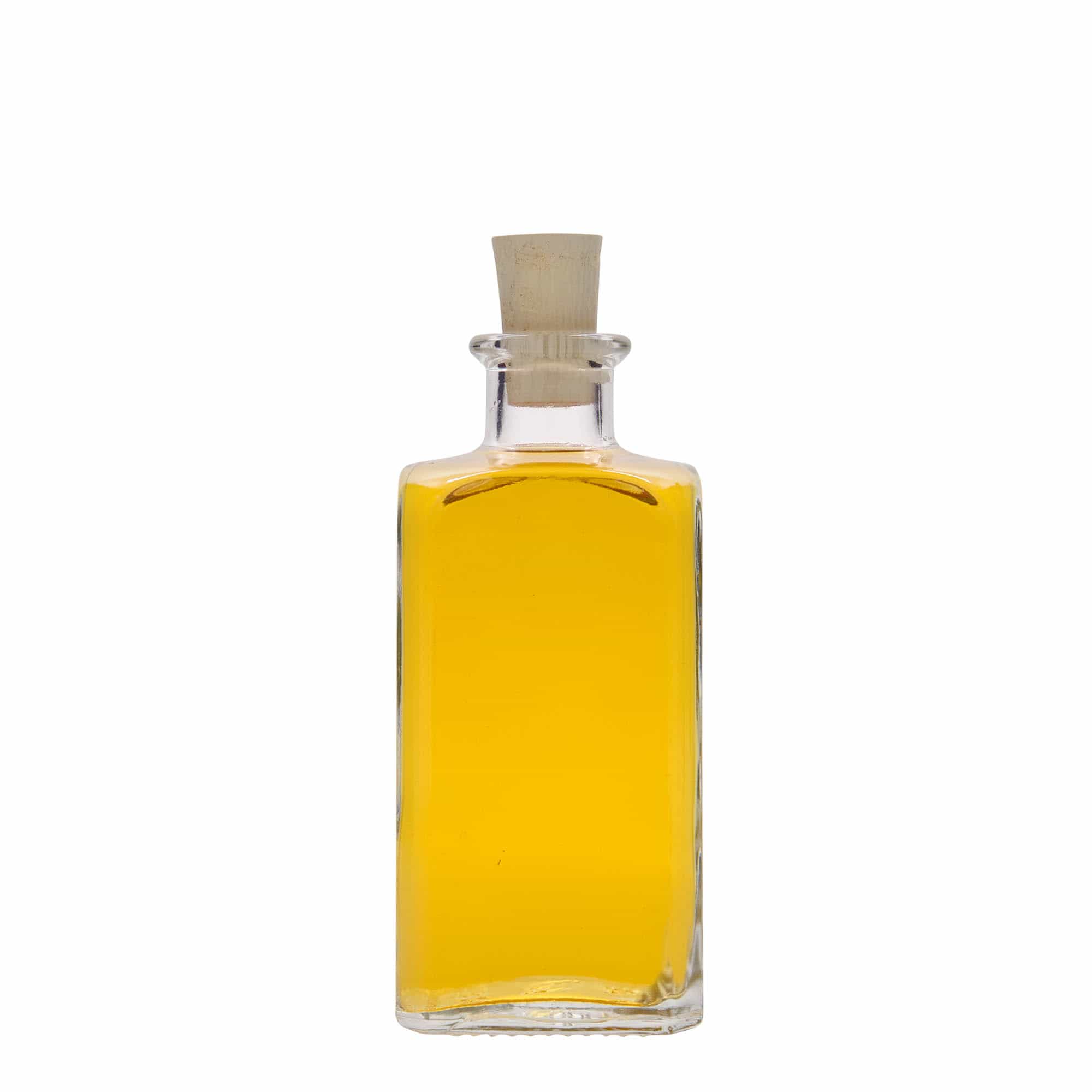 250 ml стъклена аптекарска бутилка „Carré“, квадратна, затваряне: коркова тапа