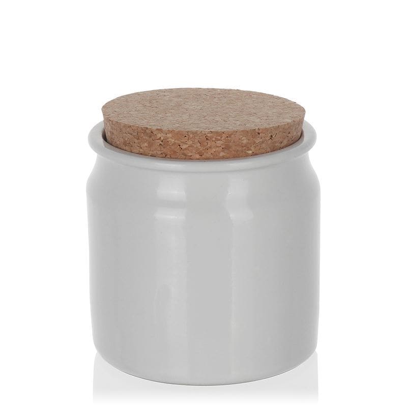 160 ml буркан каменна керамика, керамичен, бял, затваряне: коркова тапа