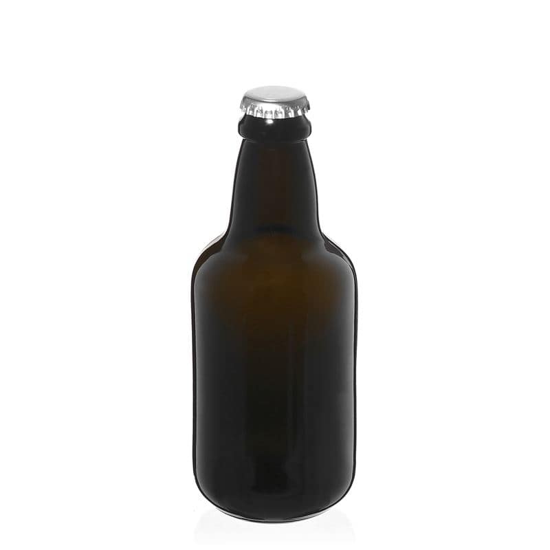 330 ml бутилка за бира „Era“, стъклена, антично зелено, затваряне: метална капачка за бутилки