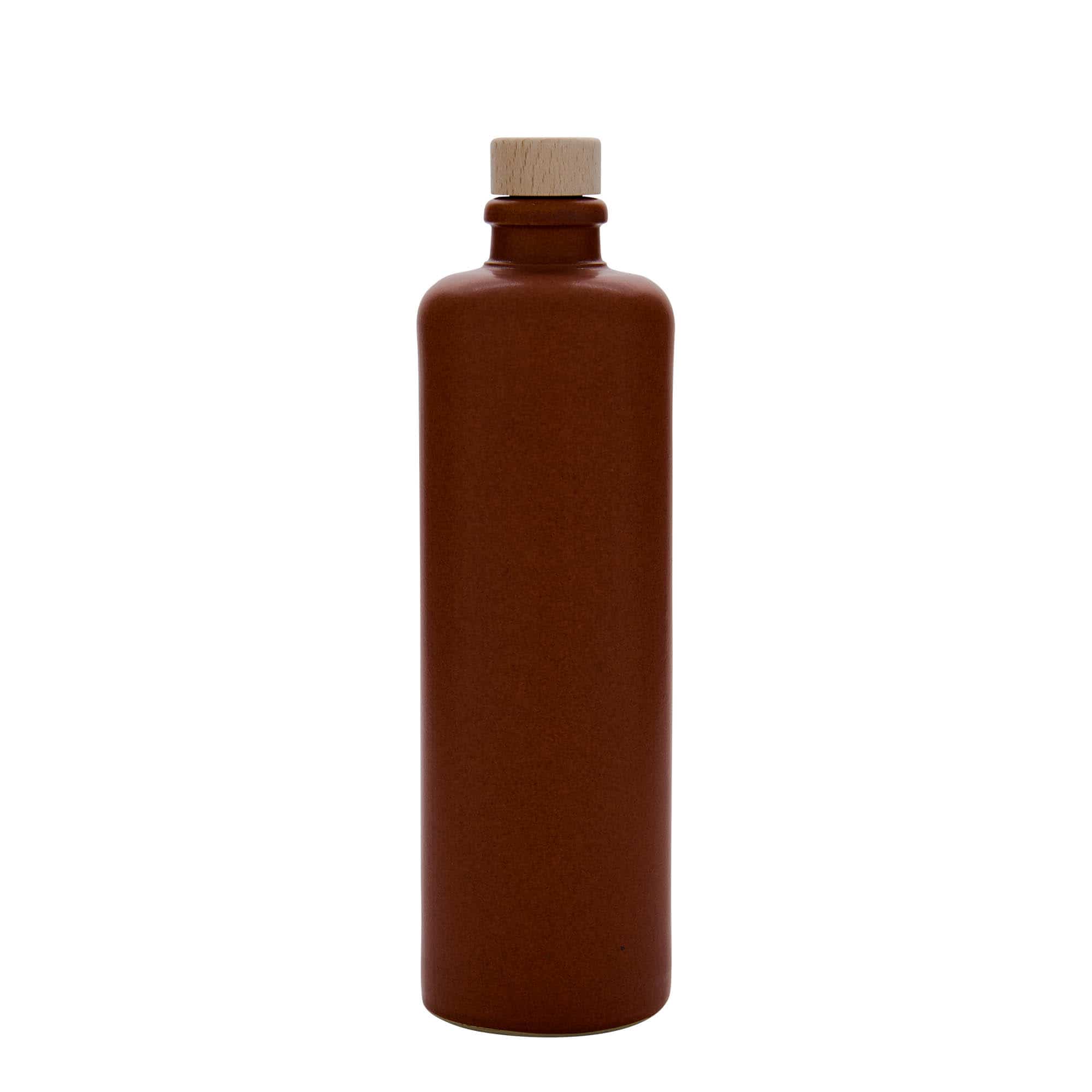 500 ml бутилка, каменна керамика, червено-кафява, затваряне: коркова тапа