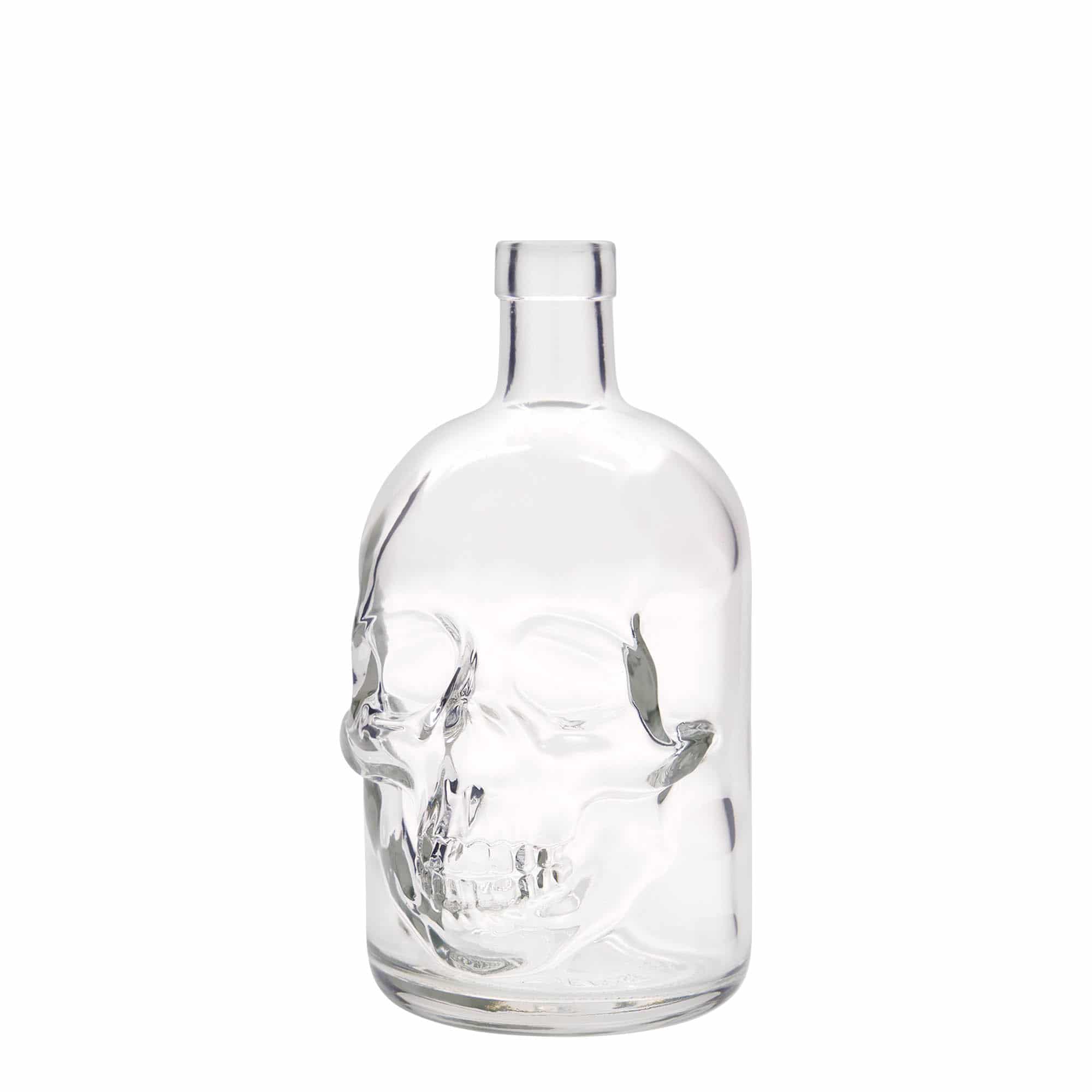 700 ml стъклена бутилка „Череп“, затваряне: коркова тапа