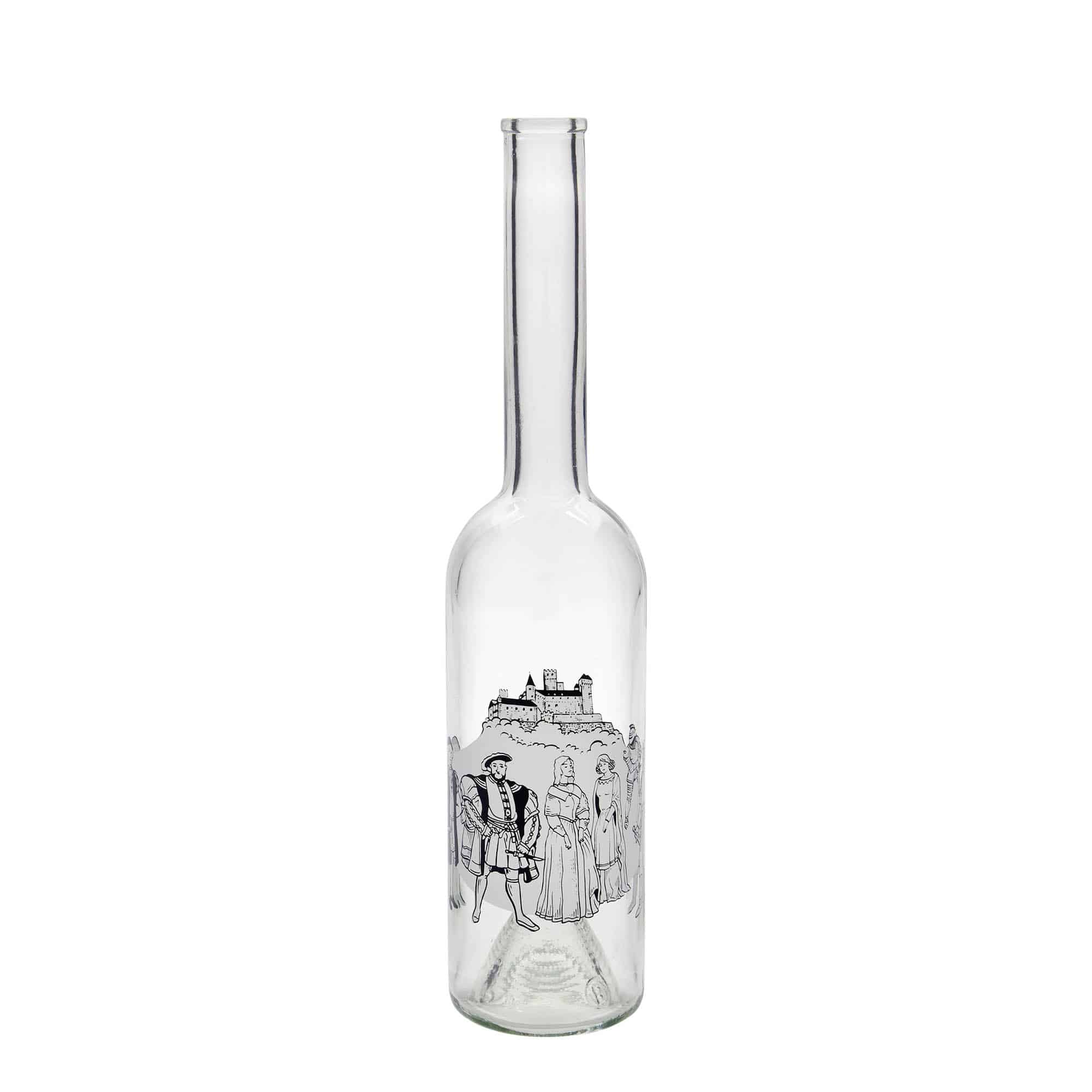 500 ml стъклена бутилка „Опера“, мотив: Средновековие, затваряне: коркова тапа 500 ml стъклена бутилка „Опера“, мотив: Средновековие, затваряне: коркова тапа