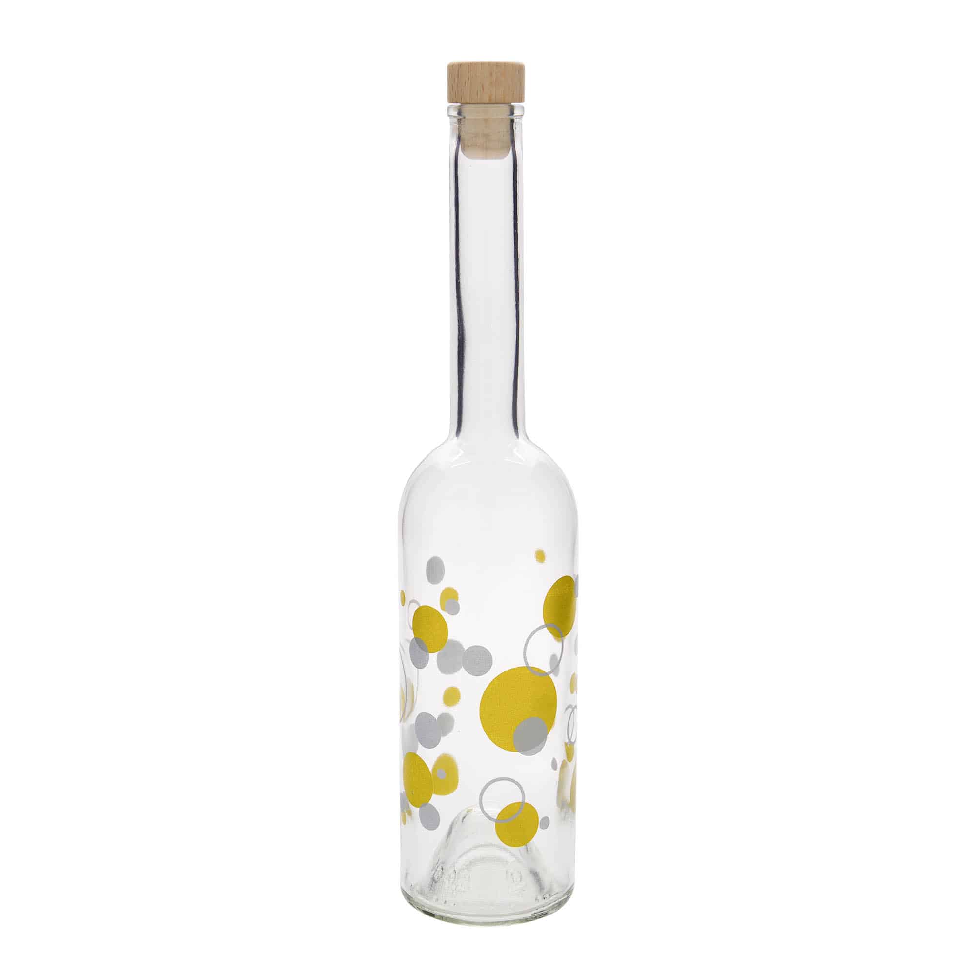 500 ml стъклена бутилка „Опера“, мотив: точки, затваряне: коркова тапа