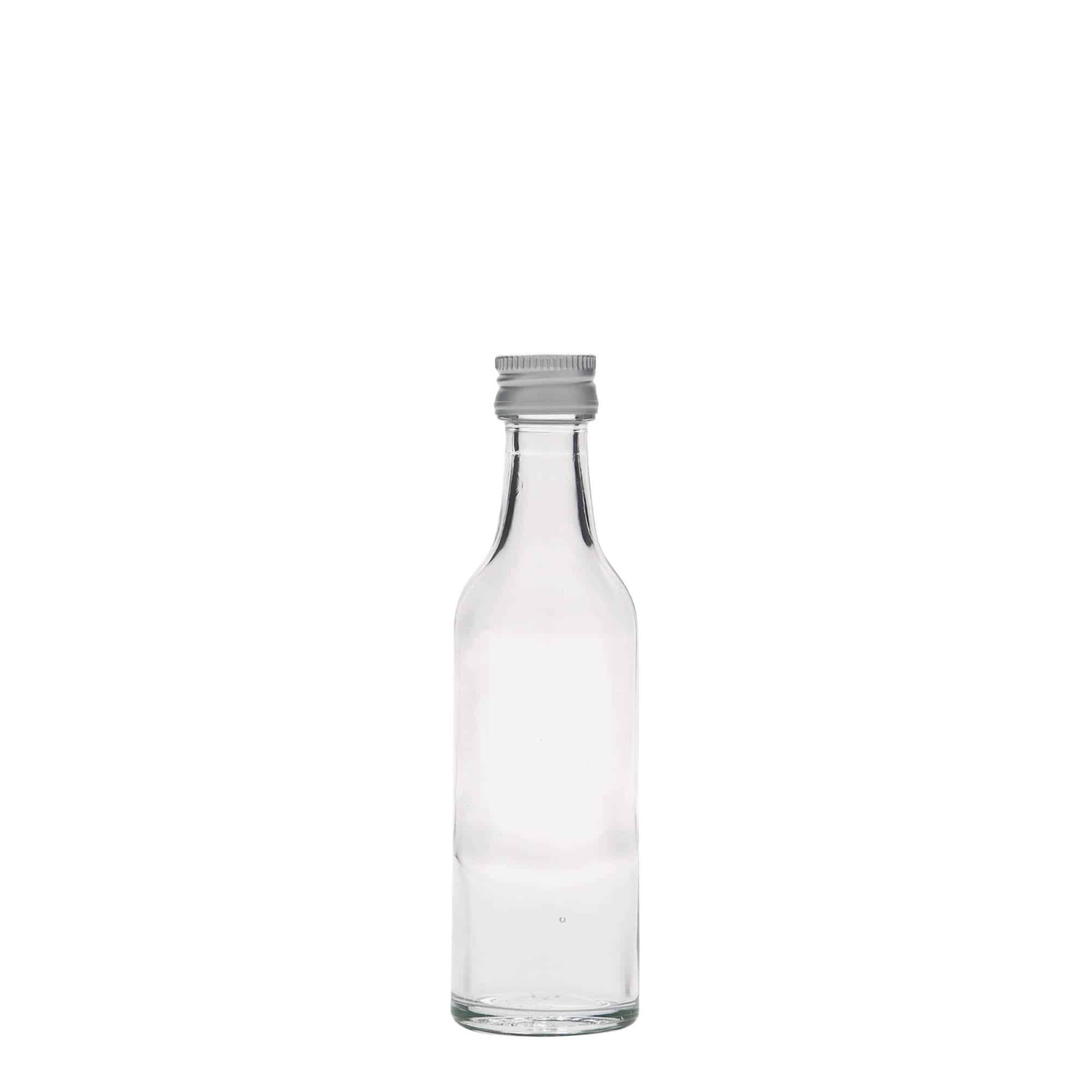 50 ml стъклена бутилка „Geradhals“, затваряне: капачка PP 28