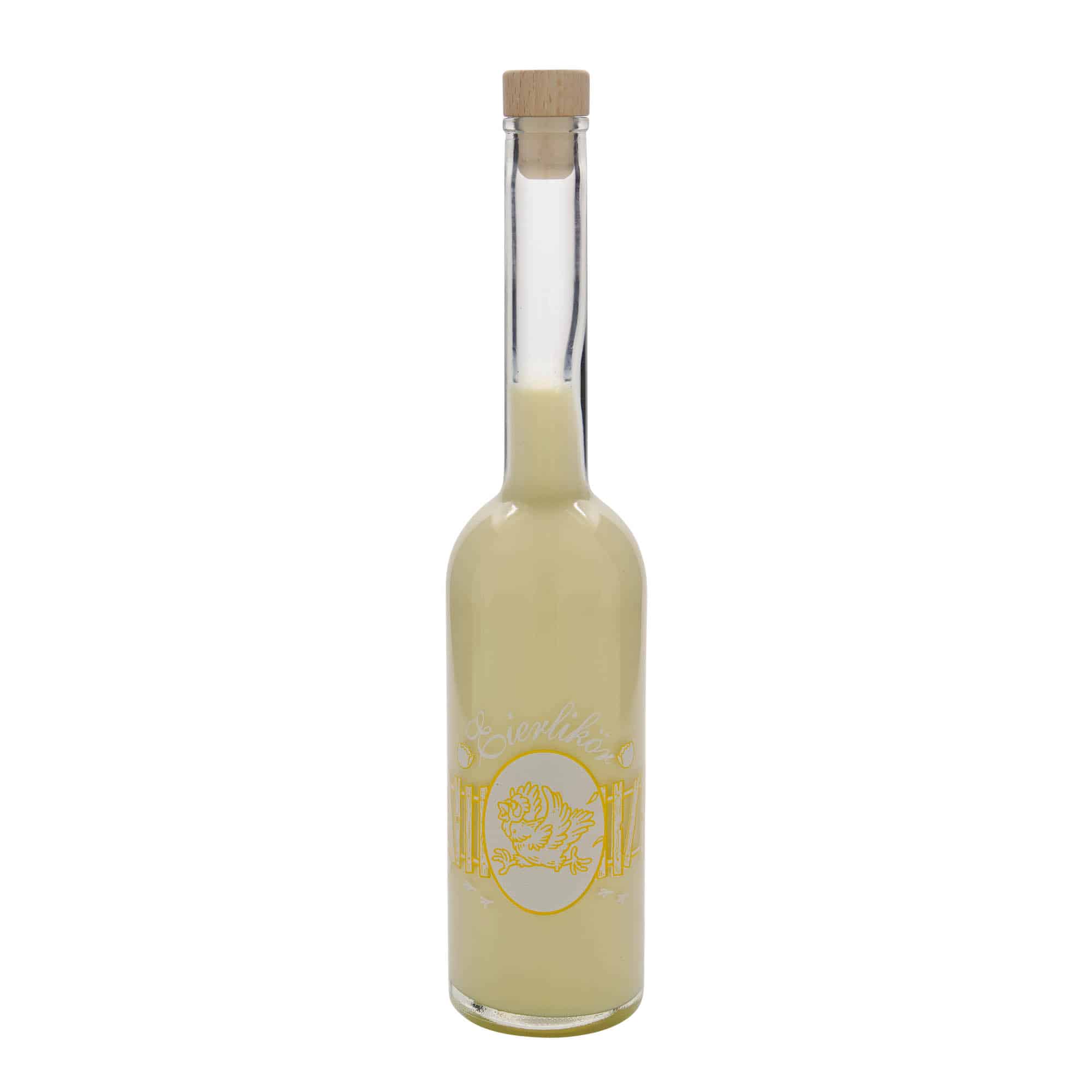 500 ml стъклена бутилка „Опера“, мотив: яйчен ликьор, затваряне: коркова тапа